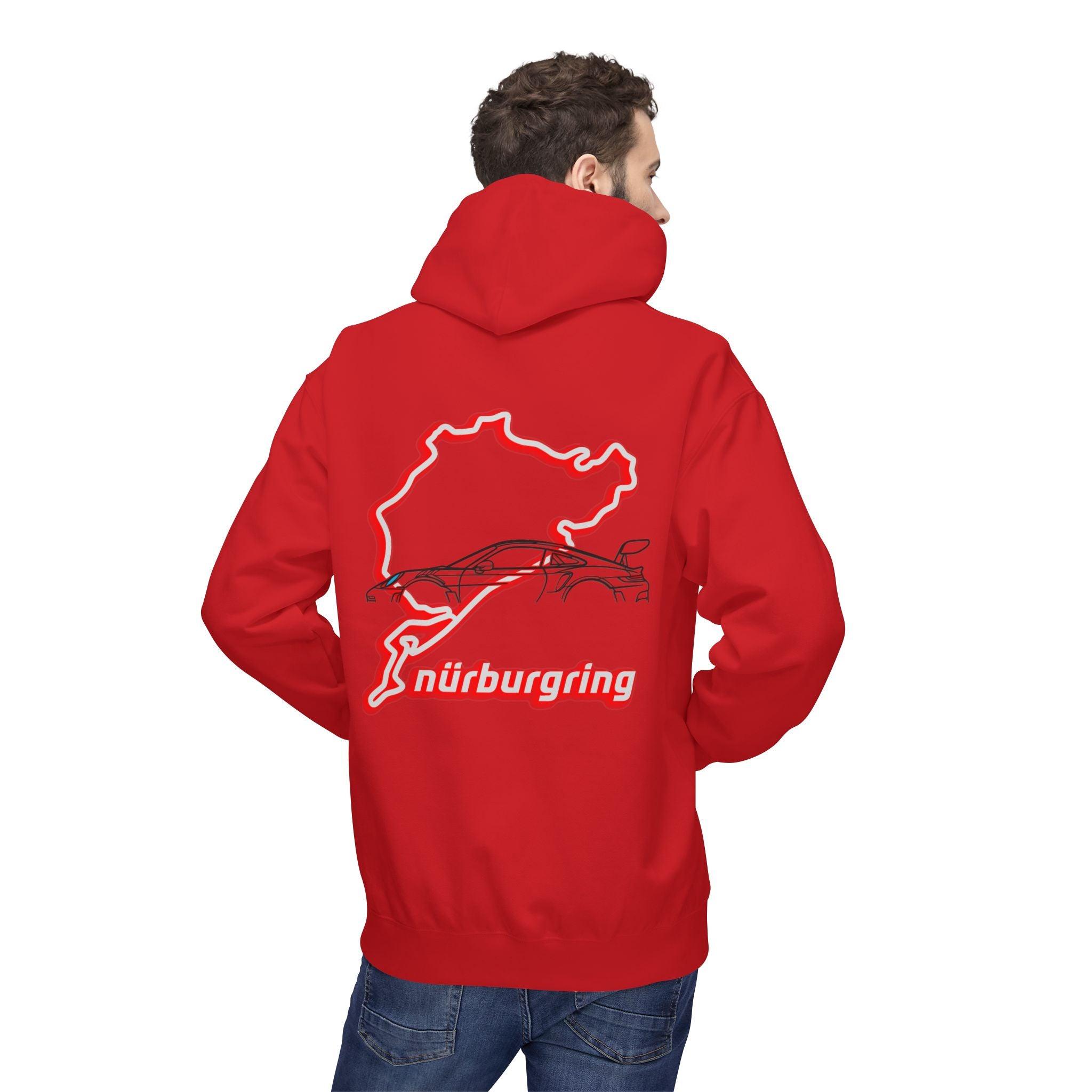 Porsche GT3RS Red Eyes Fleece Hoodie - Nürburgring Race Track Style