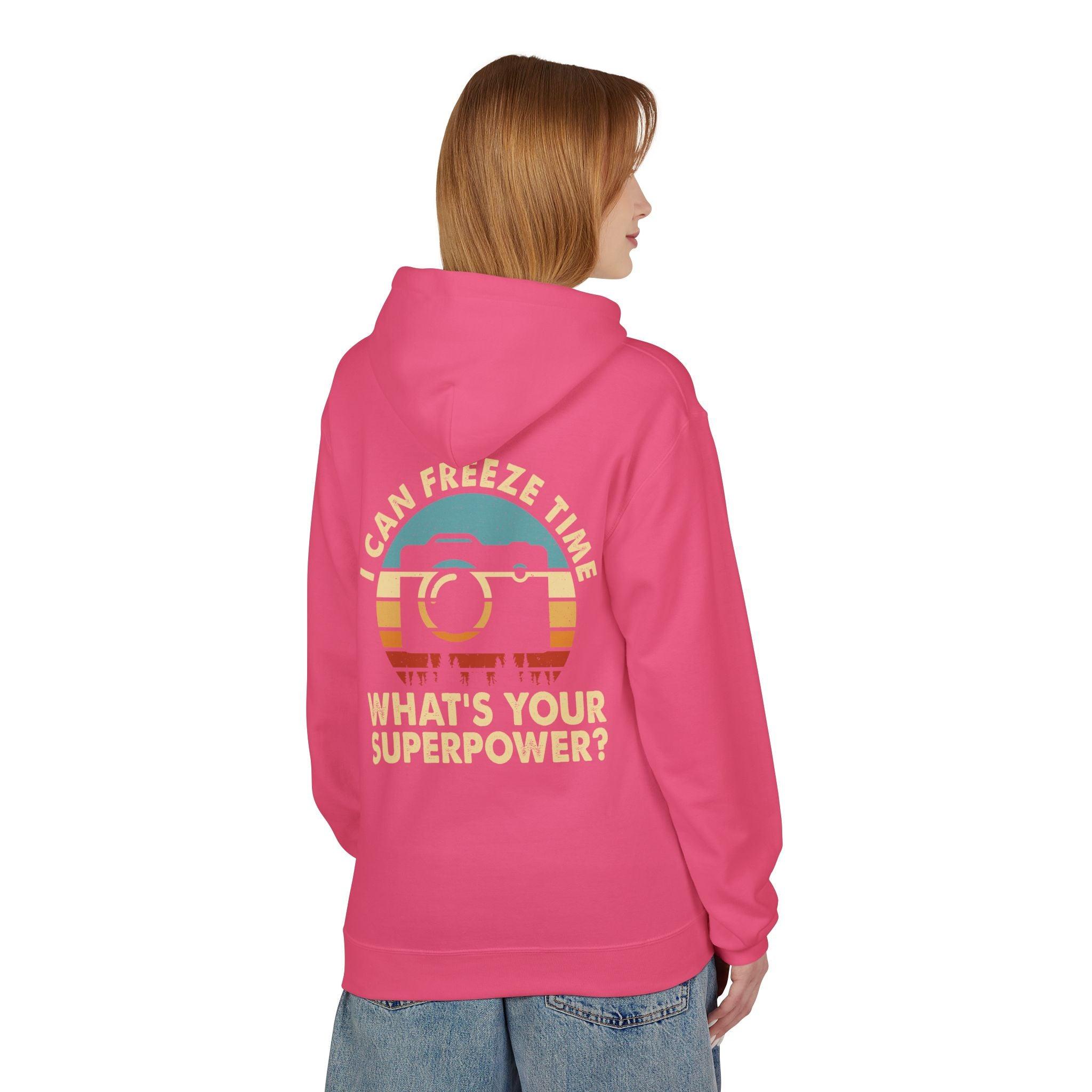 "I Can Freeze Time" Cozy Photographer's Fleece Hoodie - Perfect for Creative Souls!