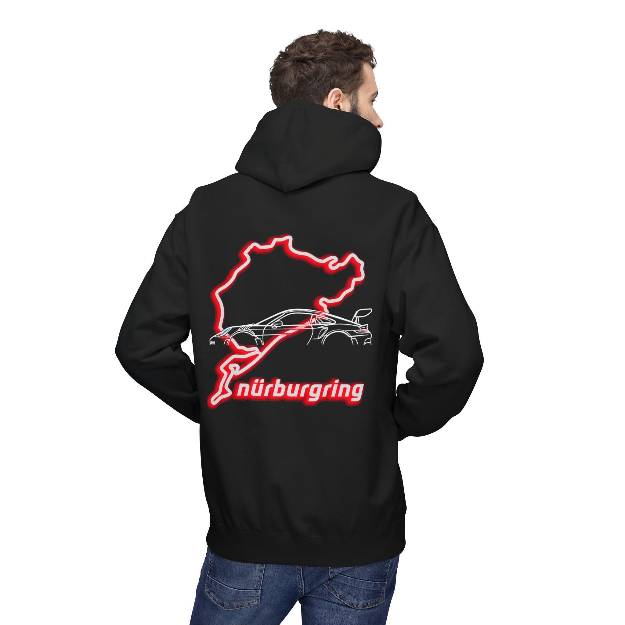 Porsche GT3RS Red Eyes Fleece Hoodie - Nürburgring Race Track Style