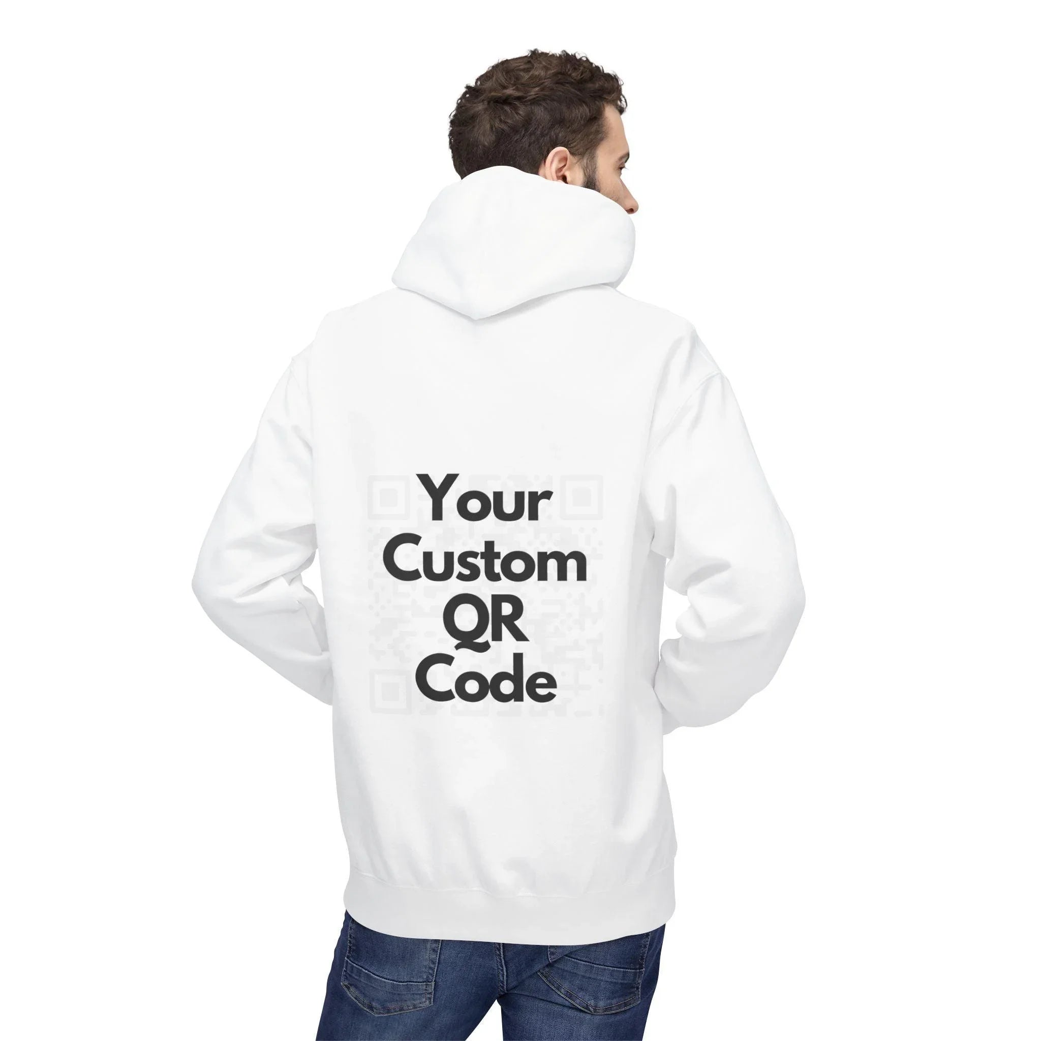 Customizable QR Code Fleece Hoodie for Social Media Engagement