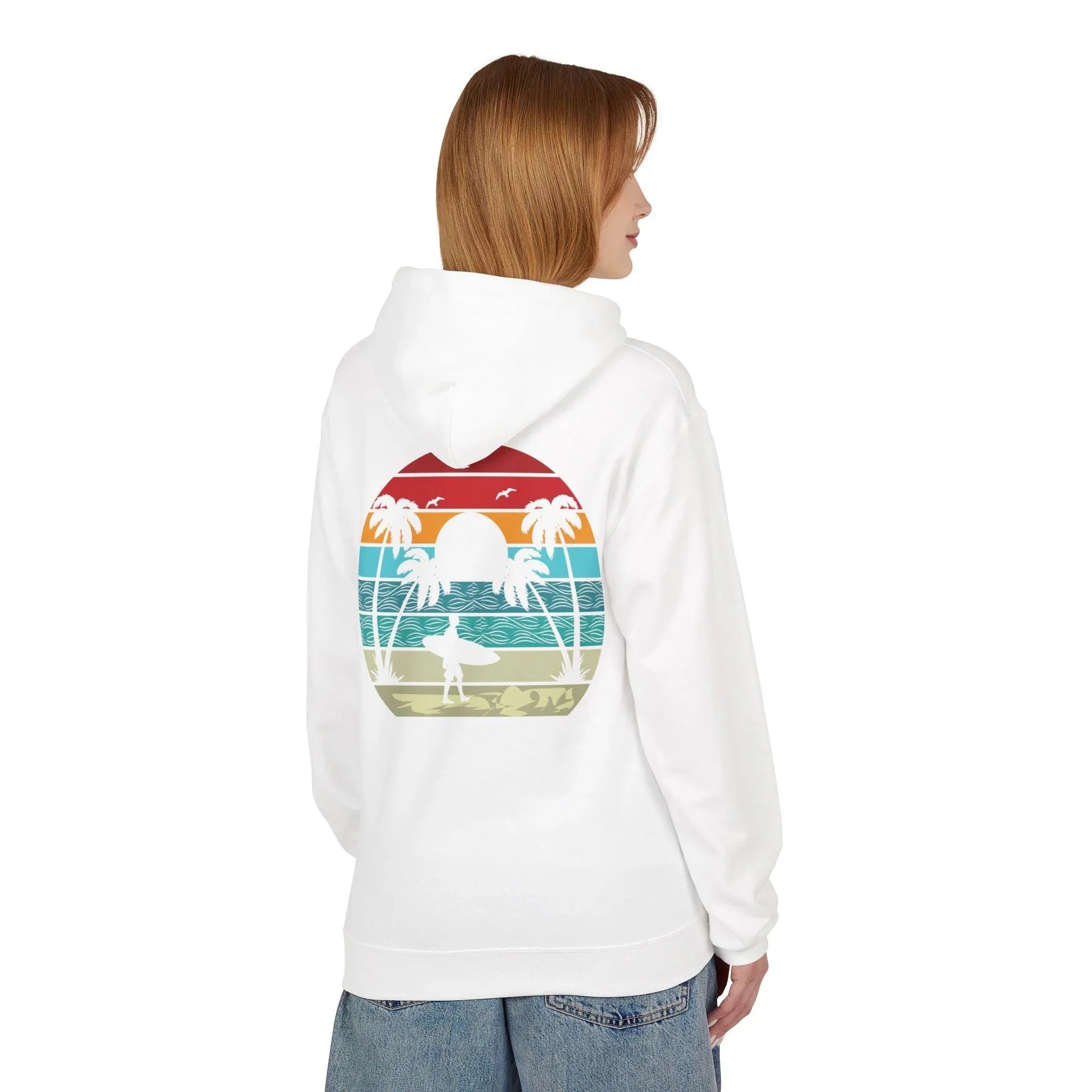 Classic Coastal Vibes Fleece Hoodie - Retro Surfer Style for Ultimate Comfort