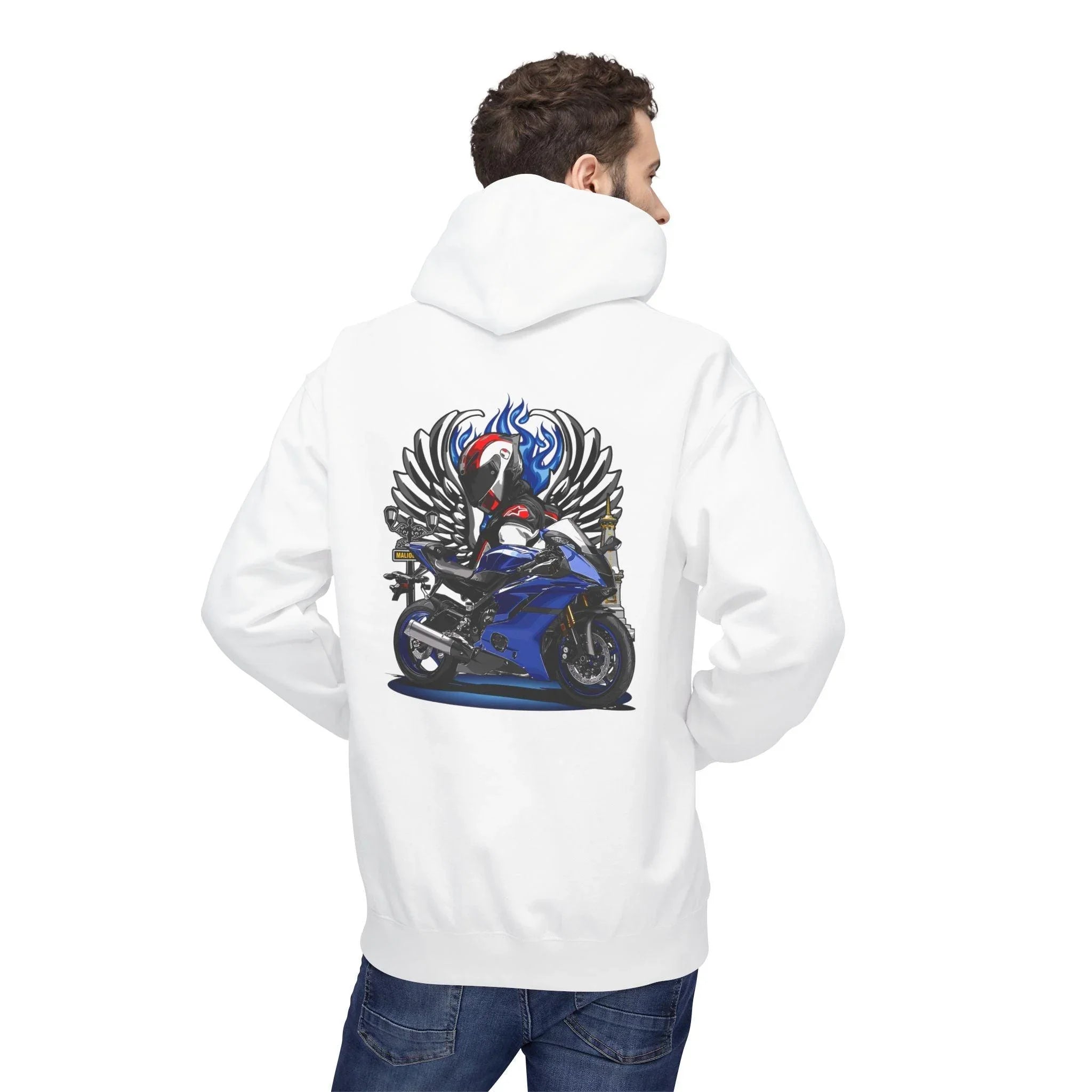 Yamaha R6 Winged Biker Fleece Hoodie - Ultimate Comfort for Motorcycle Lovers