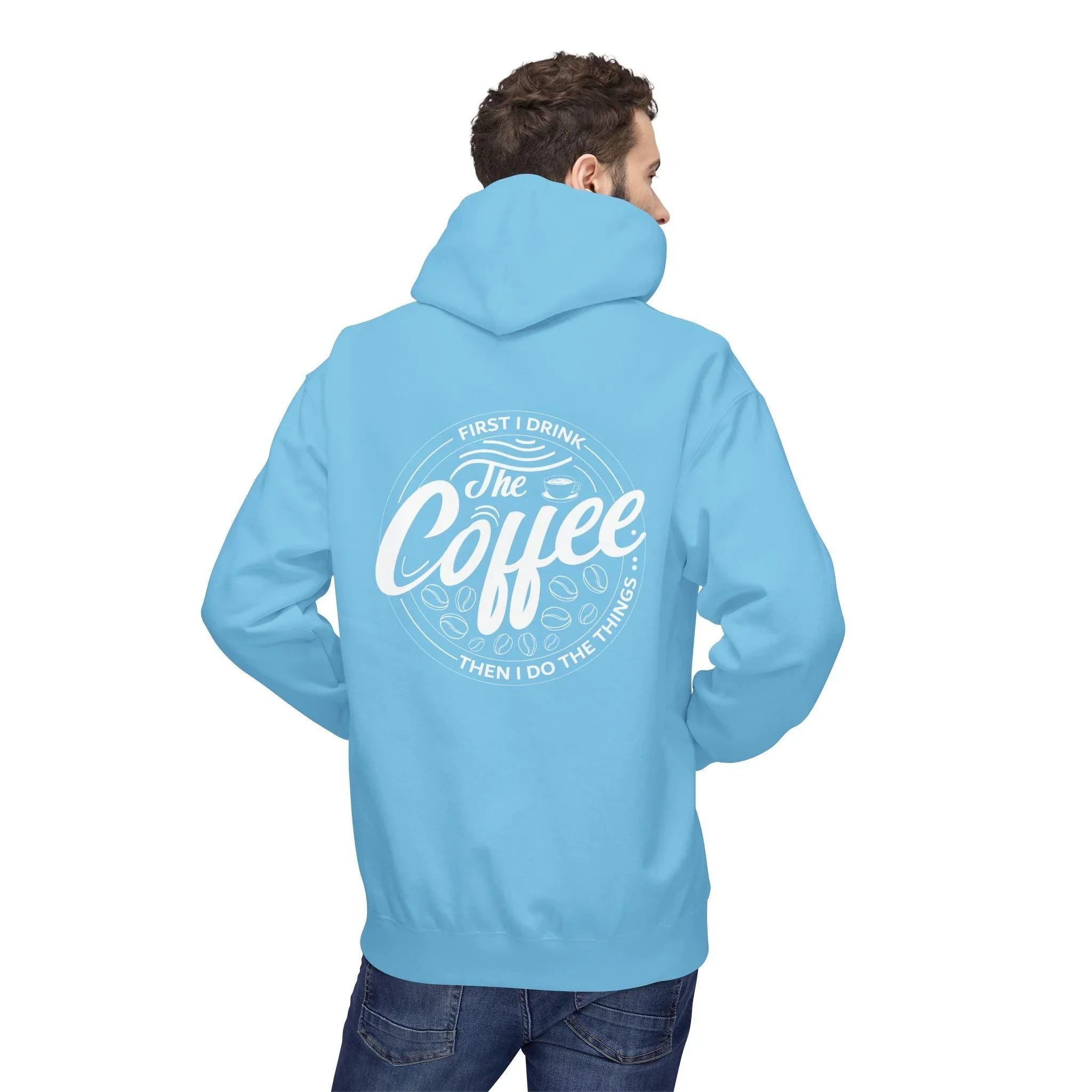 Cozy Up with the "Coffee First" Premium Fleece Hoodie