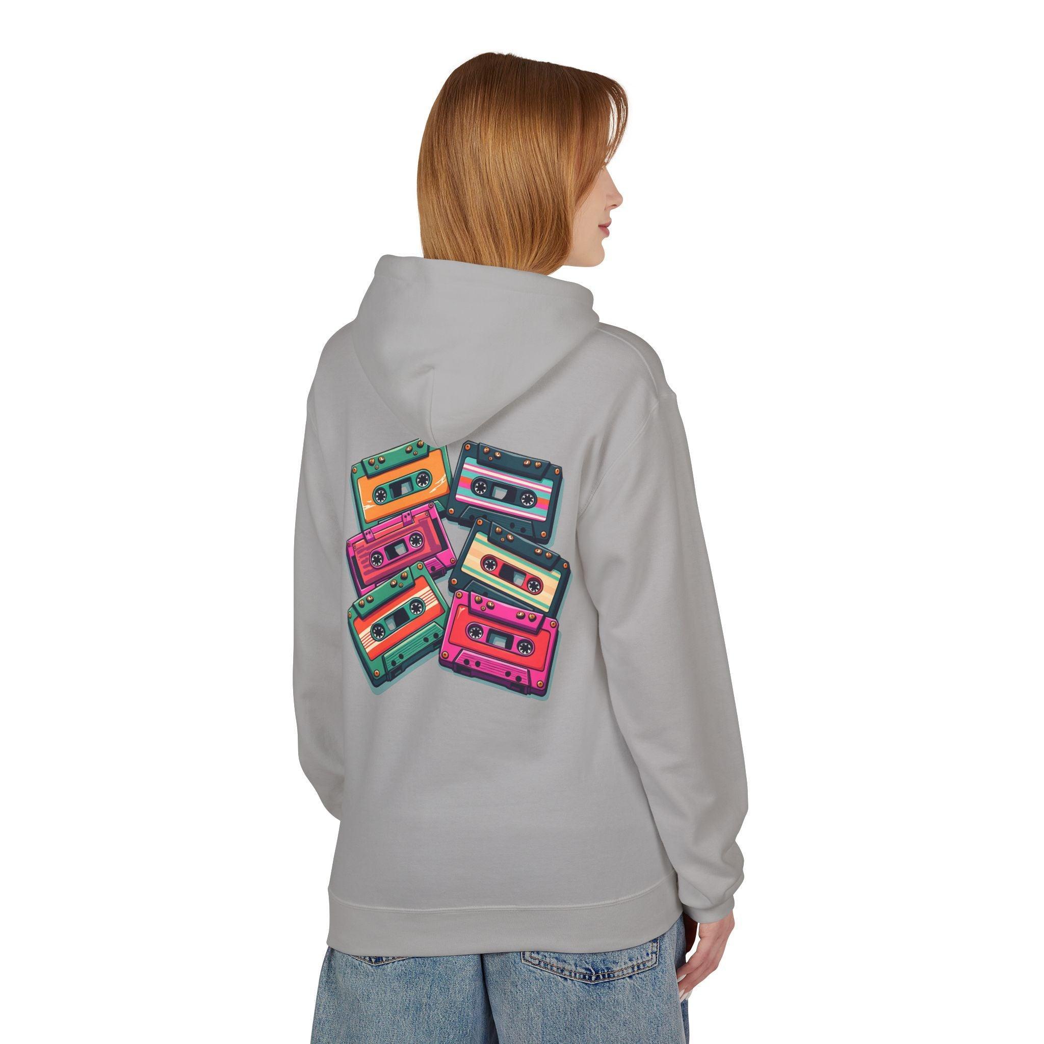 Nostalgic Cassette Tapes Cozy Fleece Hoodie for Ultimate Comfort