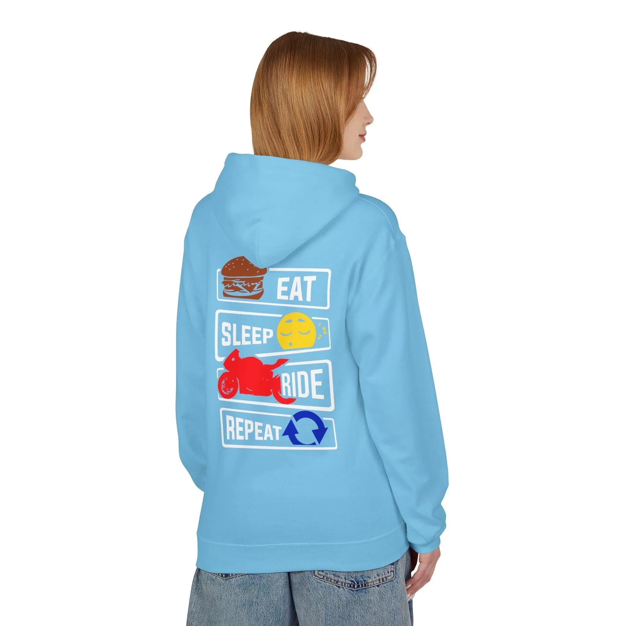 Ride in Style: Eat, Sleep, Repeat Premium Fleece Hoodie