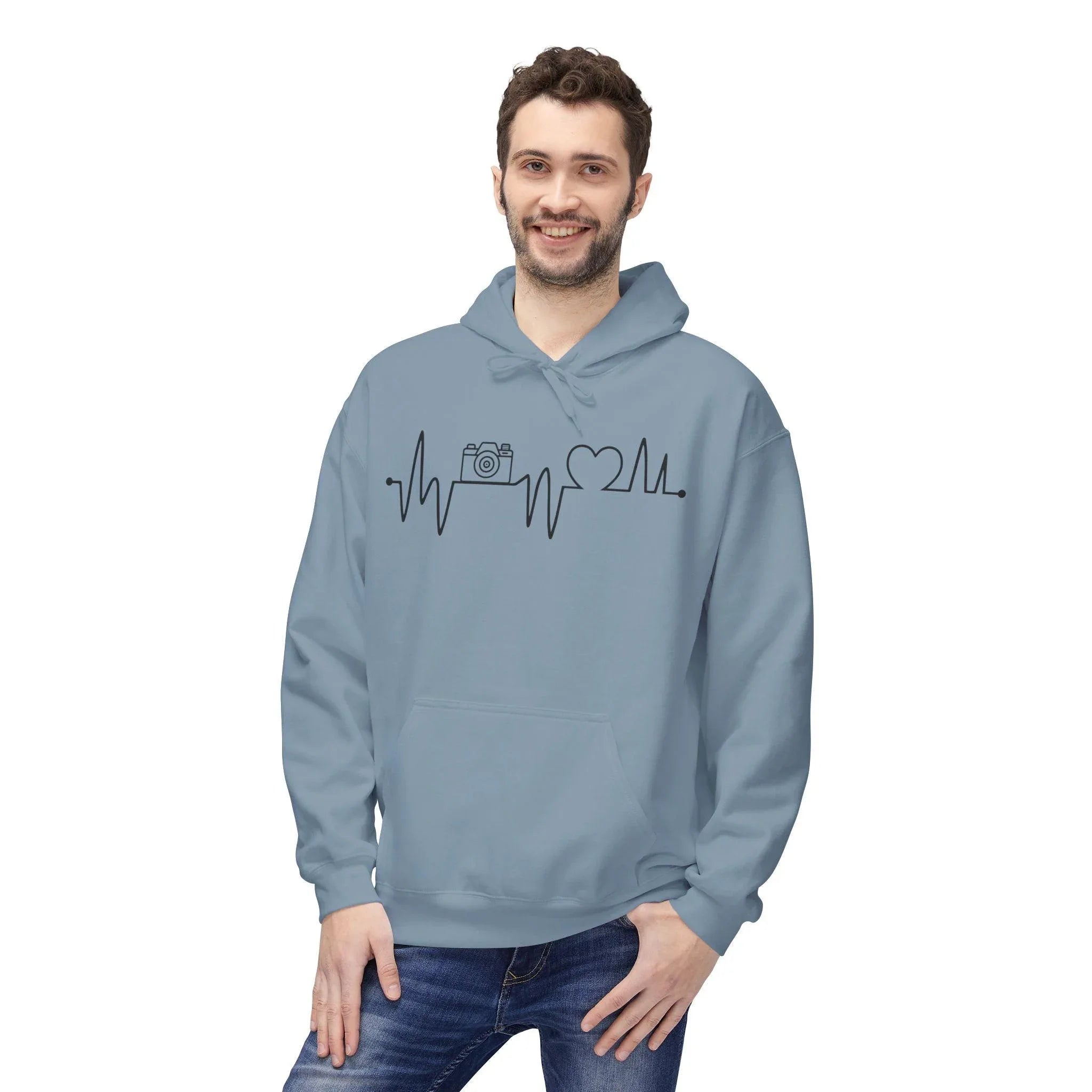 Cozy Photographer's Heartbeat Fleece Hoodie - Ultimate Comfort & Style