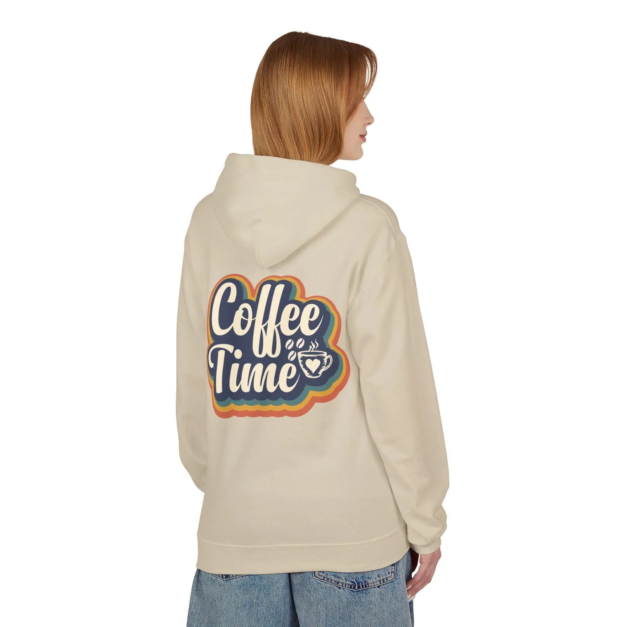 Cozy 'Coffee Time' Fleece Hoodie for Trendy Style and Comfort