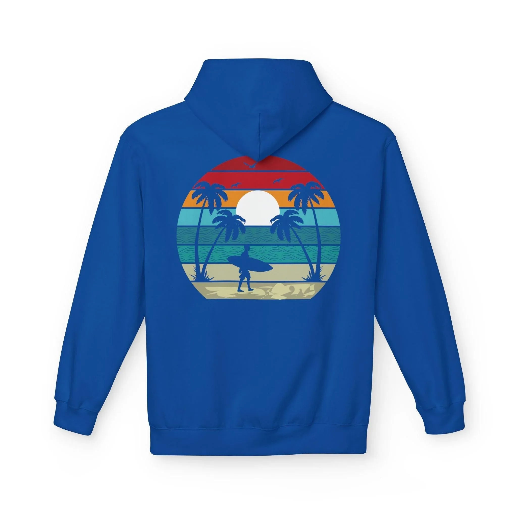 Classic Coastal Vibes Fleece Hoodie - Retro Surfer Style for Ultimate Comfort
