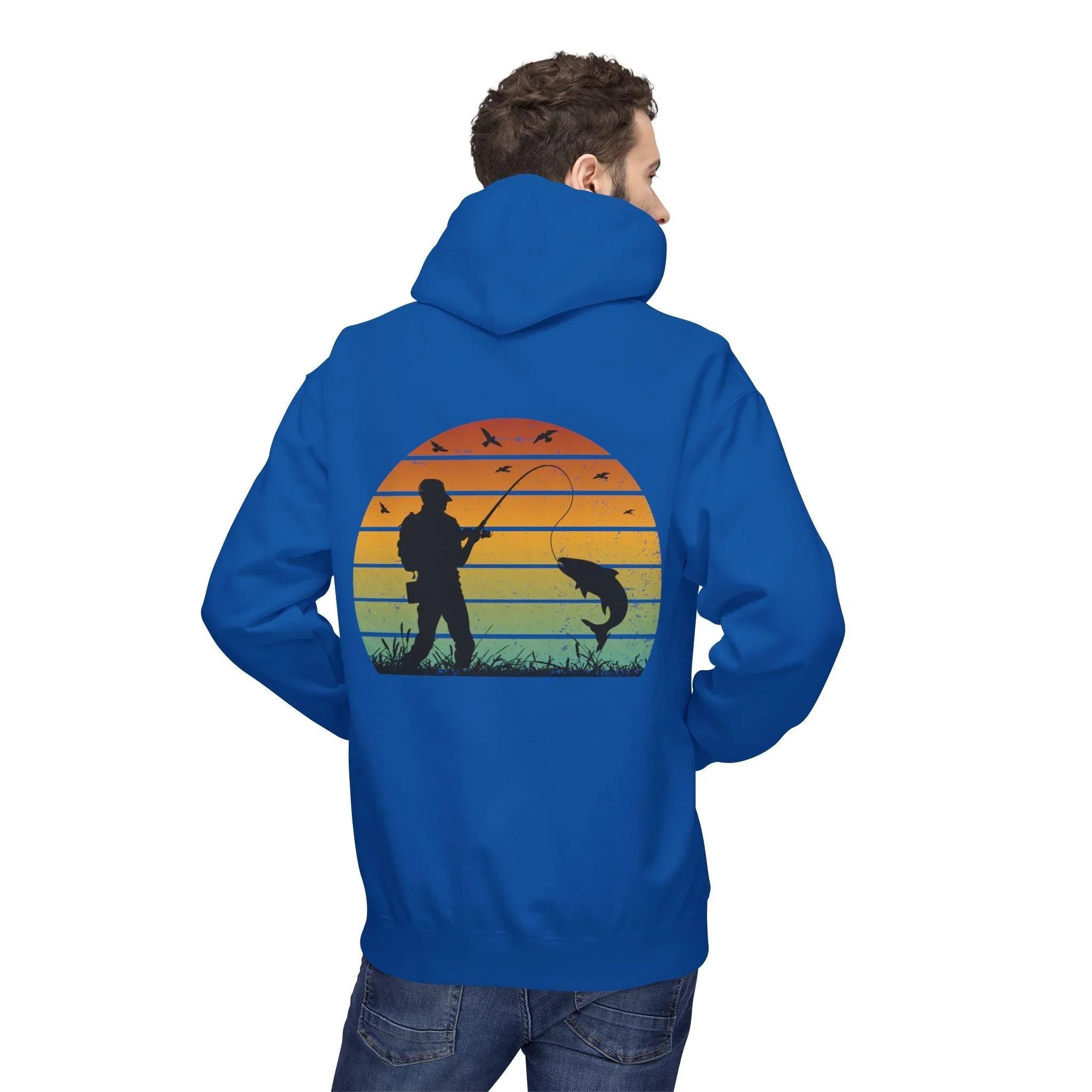 Ultimate Retro Fishing Fleece Hoodie for Comfort and Style
