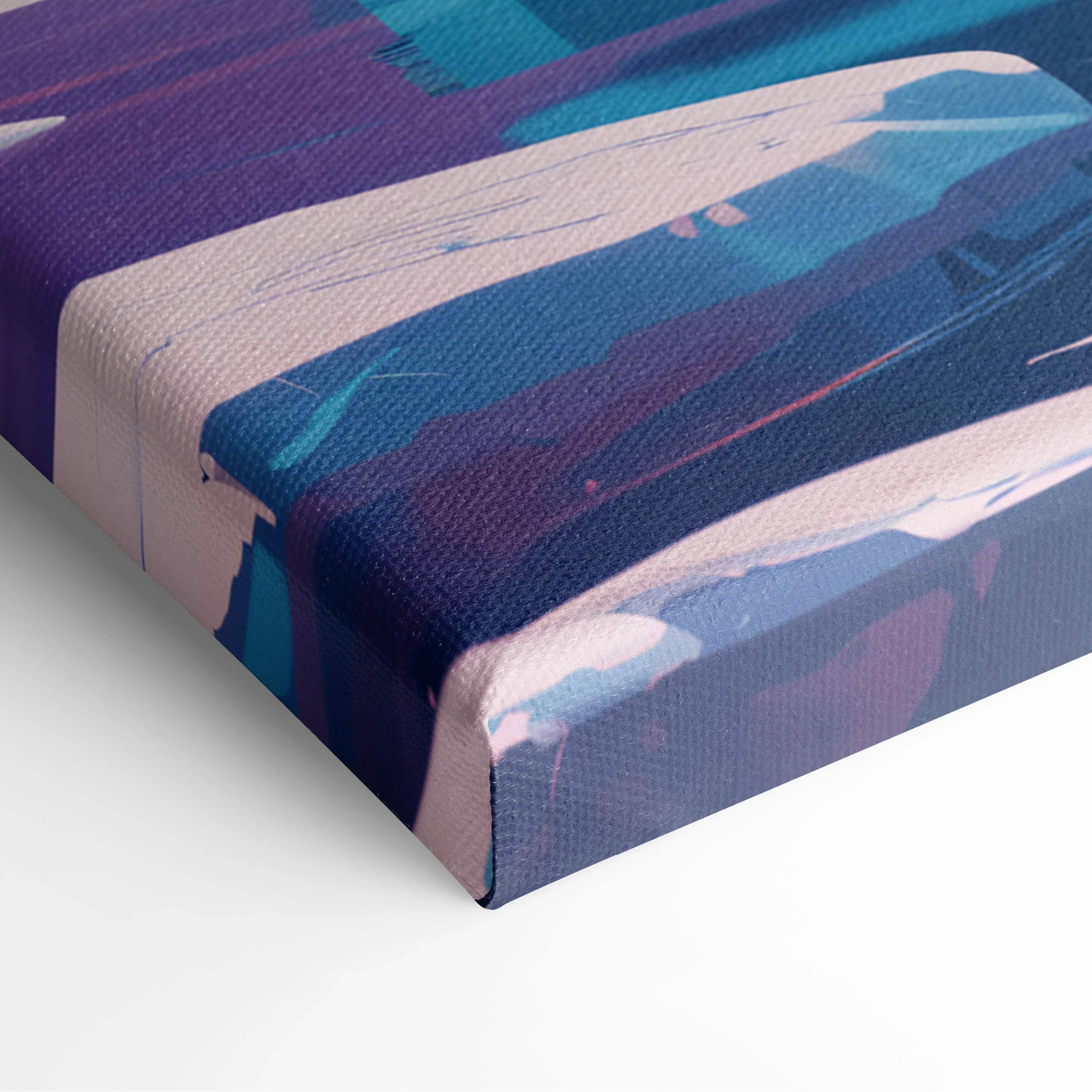 Pastel Arctic Iceberg Landscape Canvas Wall Art with glowing blues, pinks