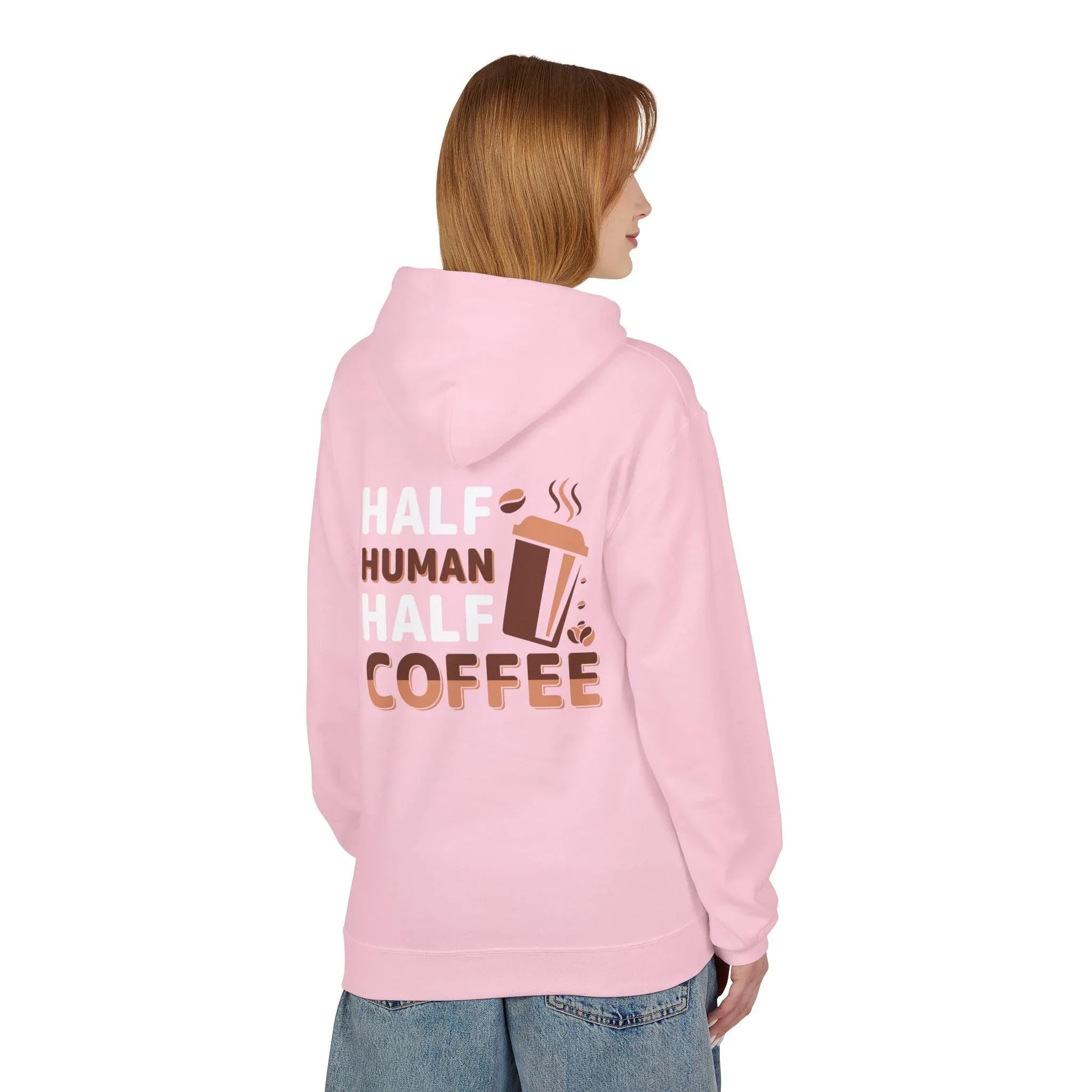 Cozy Coffee Lover's Fleece Hoodie: Half Human, Half Brewed Bliss