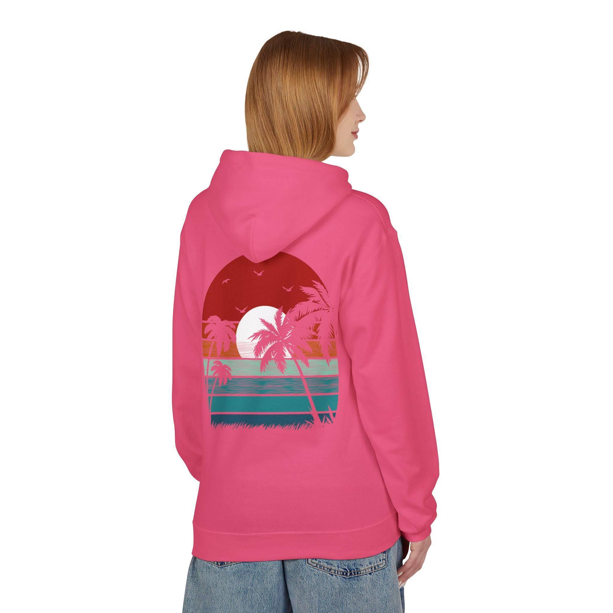 Cozy Retro Palm Tree Sunset Fleece Pullover Hoodie for Ultimate Comfort