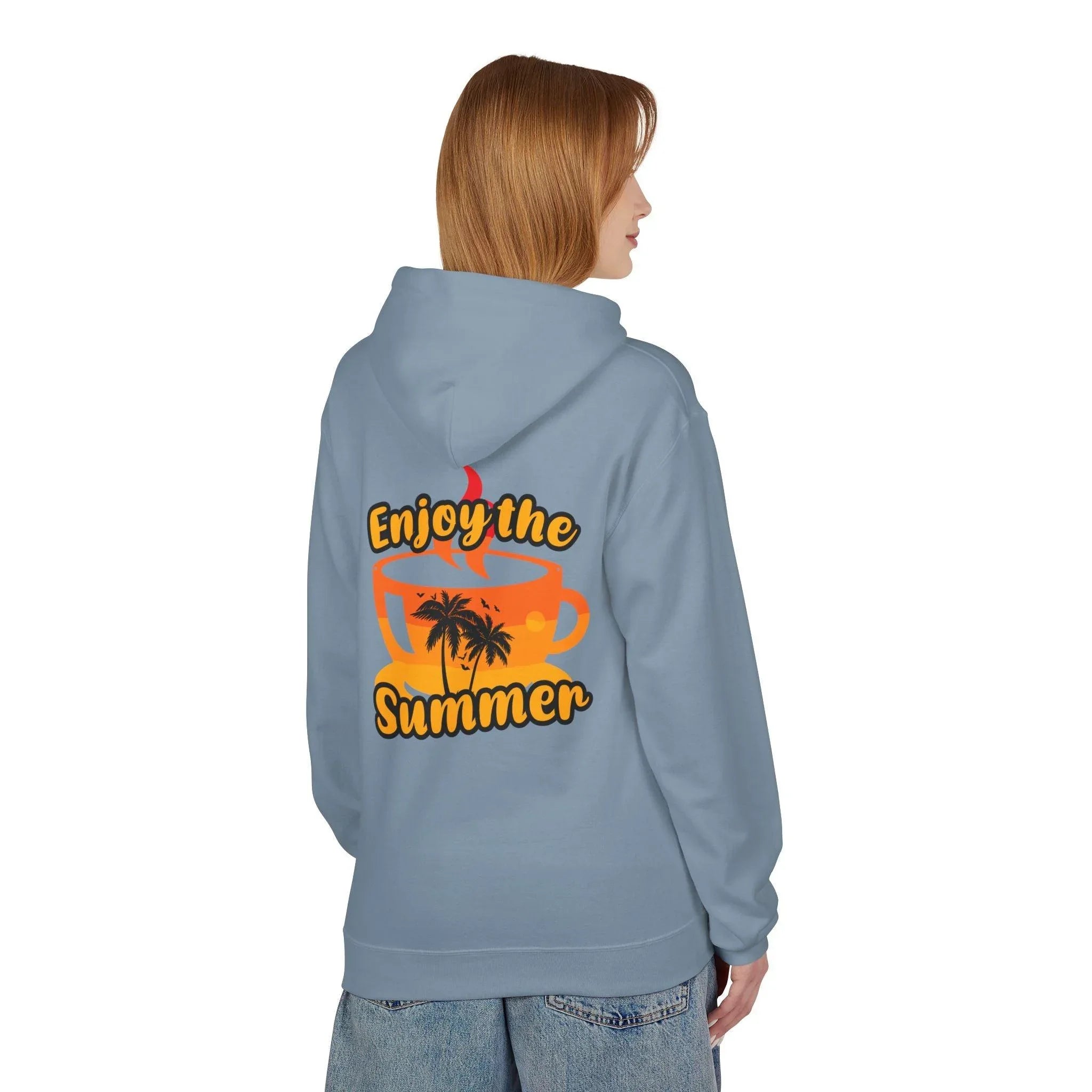 Cozy "Summer Vibes" Coffee Fleece Hoodie for Ultimate Comfort and Style