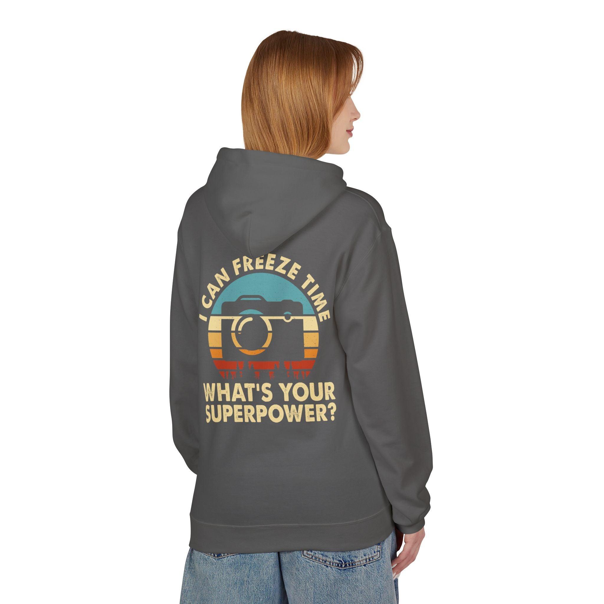 "I Can Freeze Time" Cozy Photographer's Fleece Hoodie - Perfect for Creative Souls!