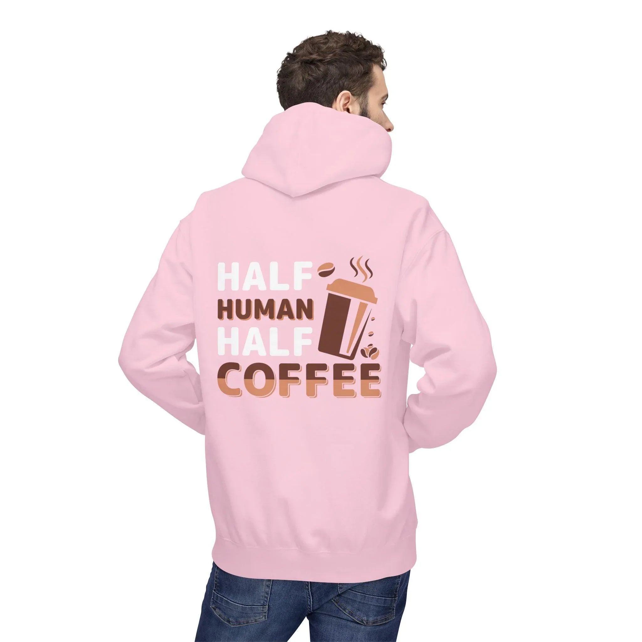 Cozy Coffee Lover's Fleece Hoodie: Half Human, Half Brewed Bliss