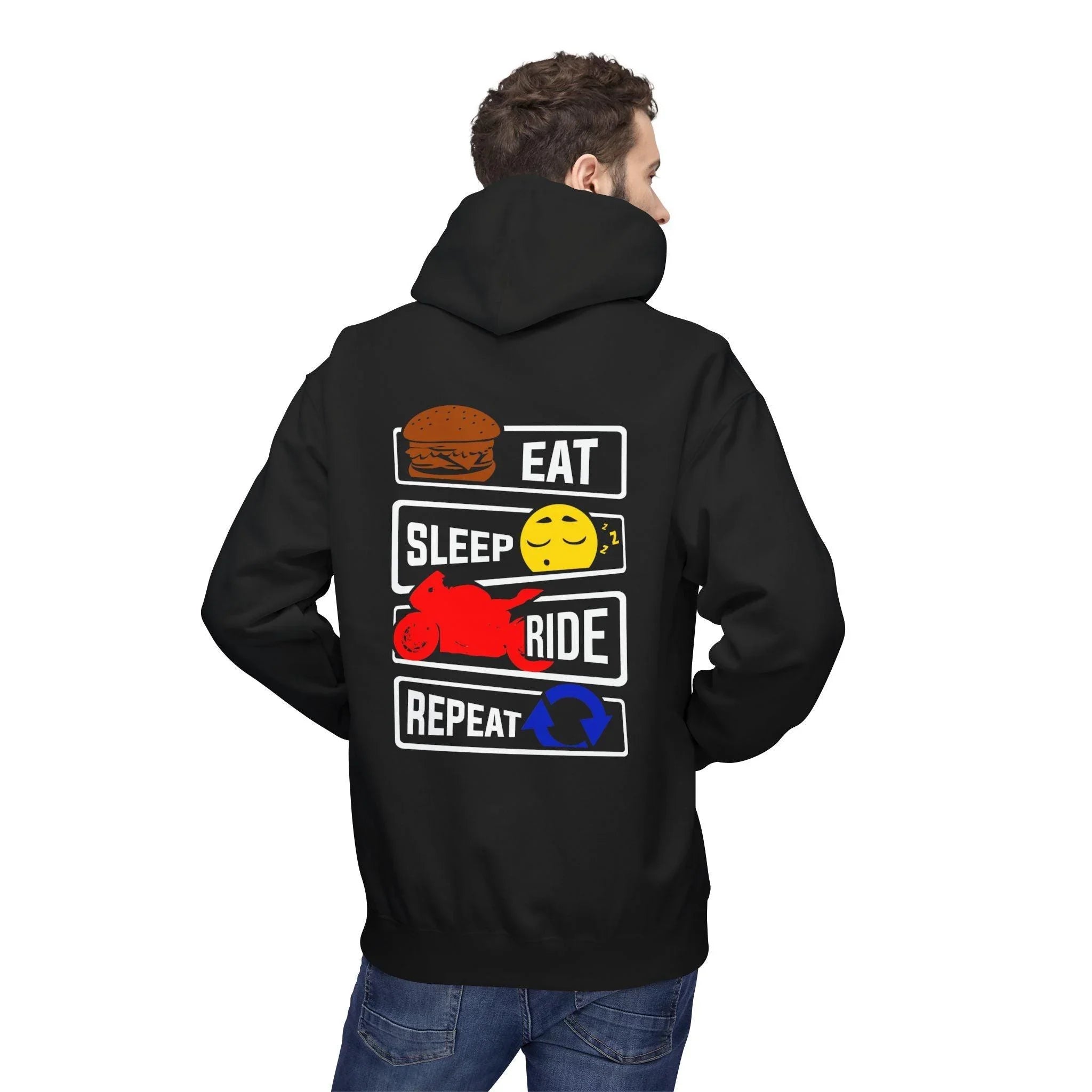 Ride in Style: Eat, Sleep, Repeat Premium Fleece Hoodie
