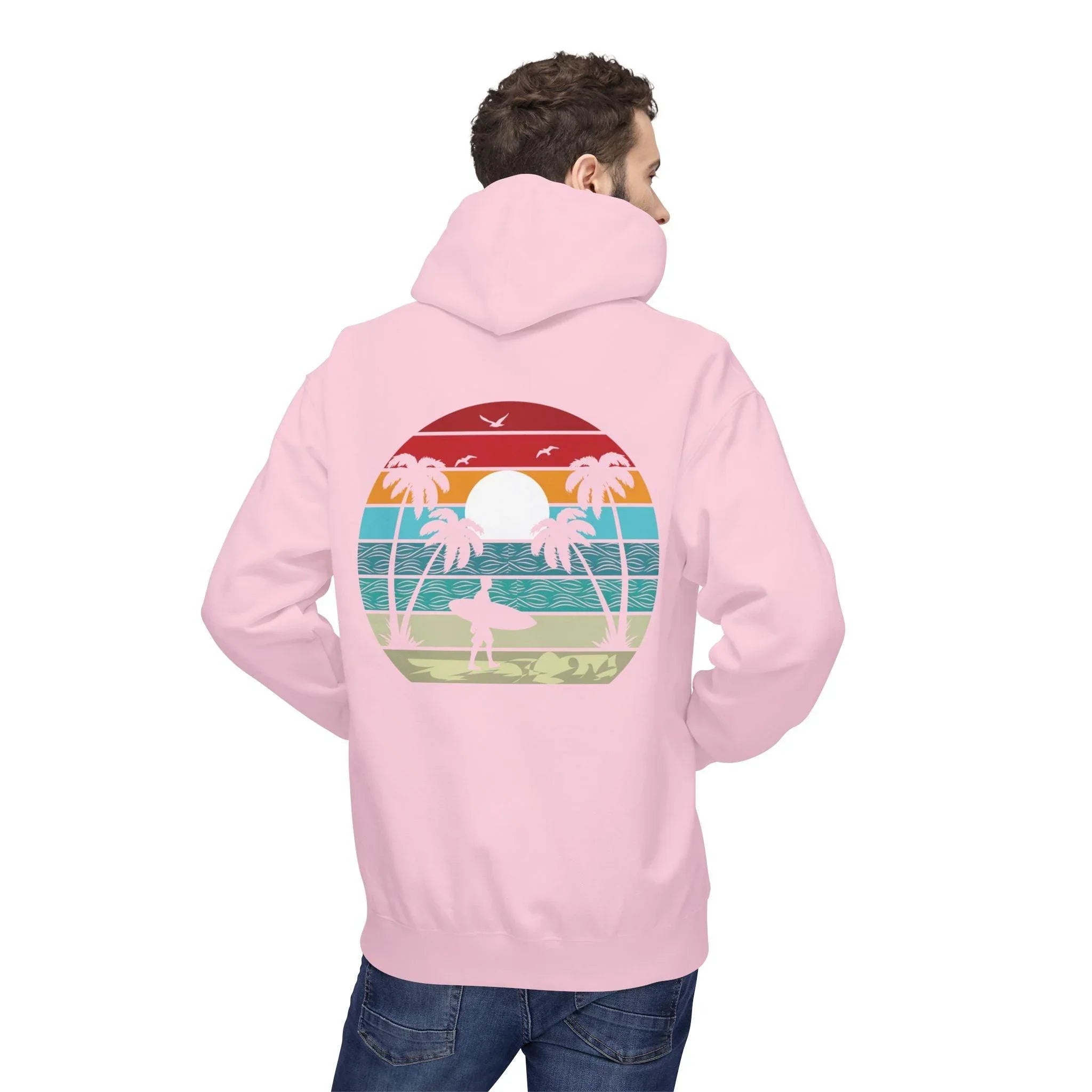 Classic Coastal Vibes Fleece Hoodie - Retro Surfer Style for Ultimate Comfort
