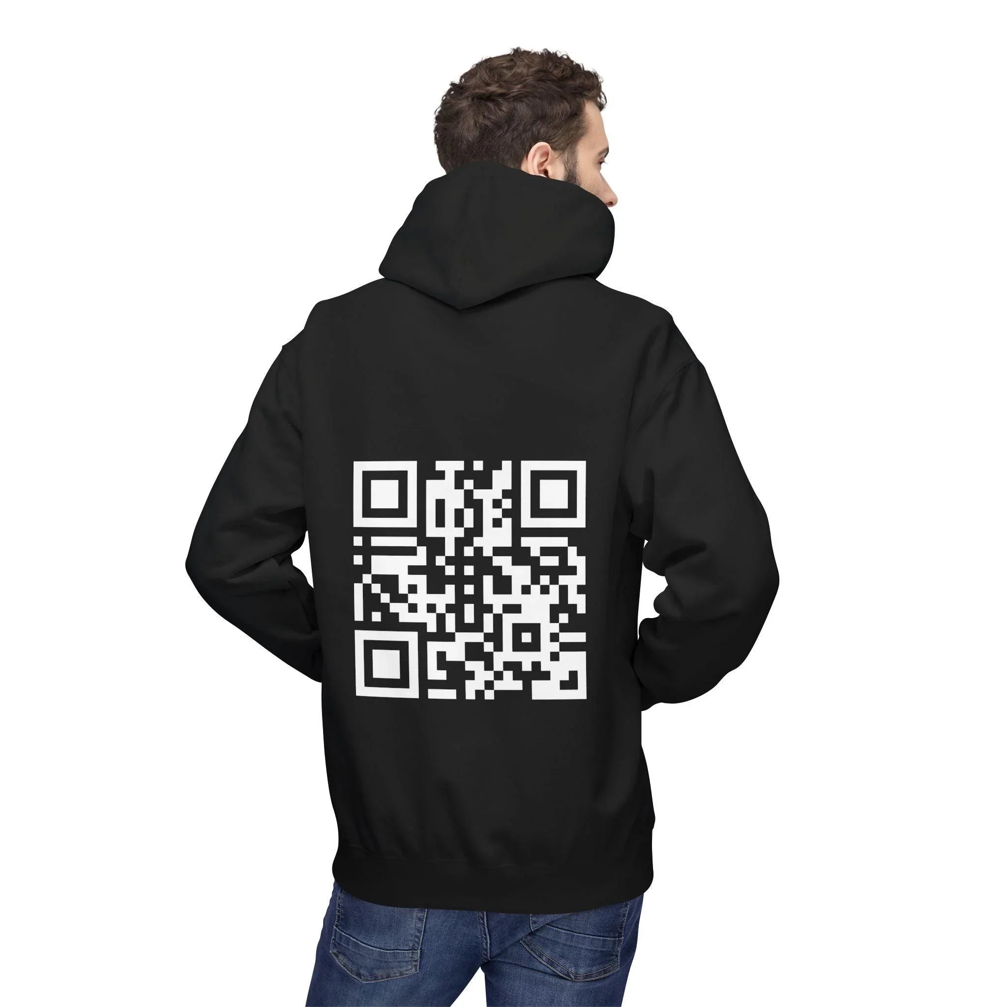 Rickroll QR Code Fleece Hoodie - Fun & Cozy Surprise Apparel