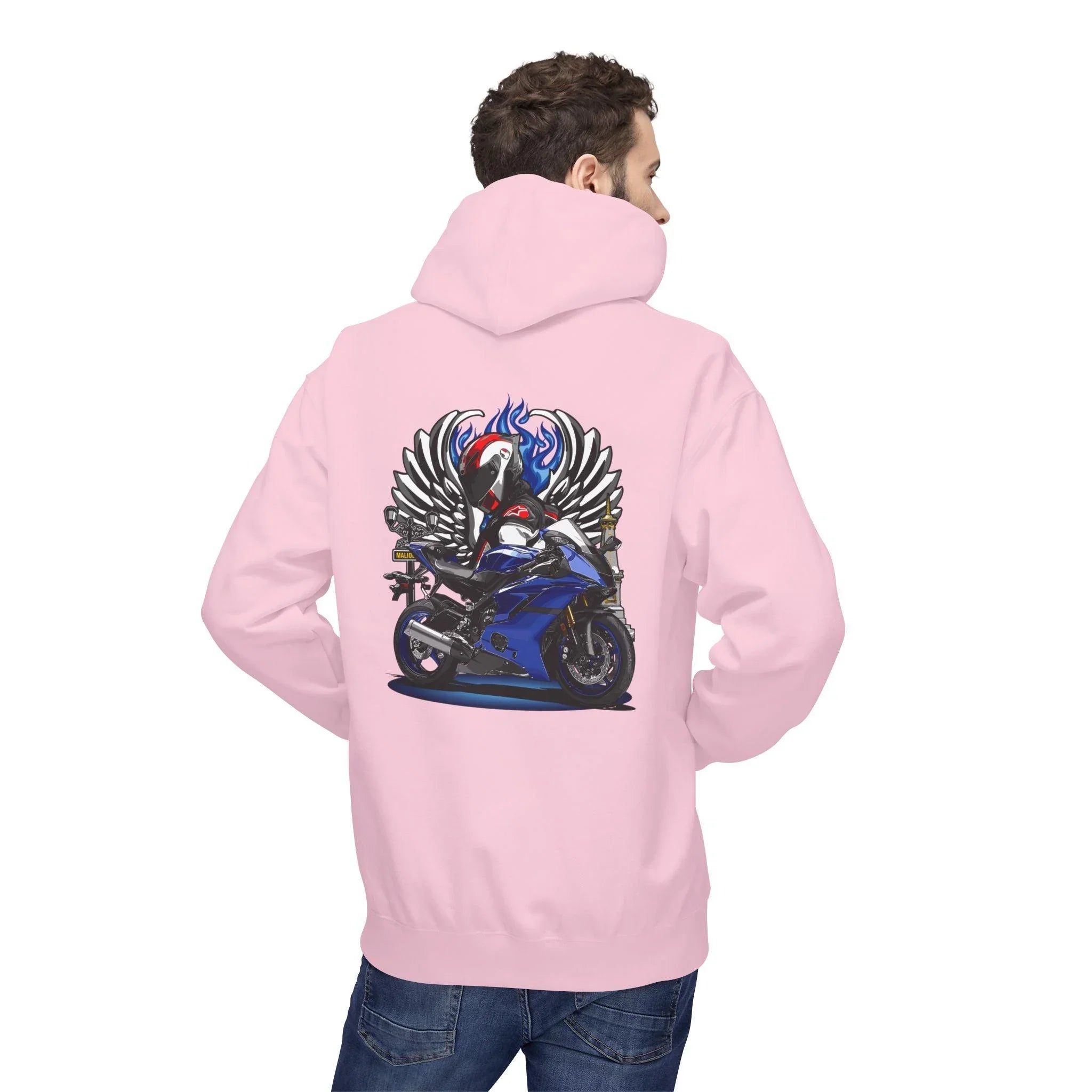 Yamaha R6 Winged Biker Fleece Hoodie - Ultimate Comfort for Motorcycle Lovers