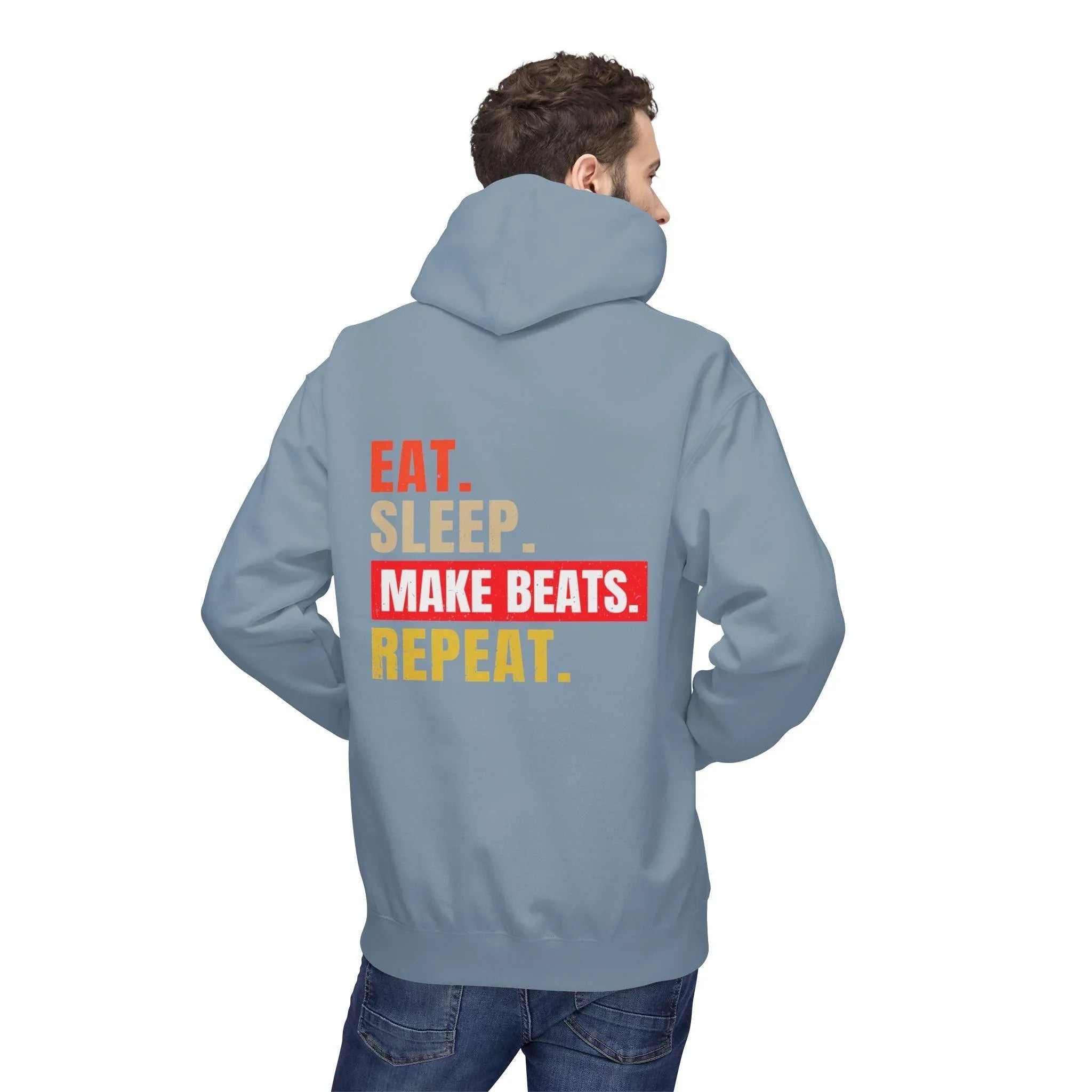 Cozy Music Producer Hoodie: 'Eat. Sleep. Make Beats. Repeat' Fleece Design