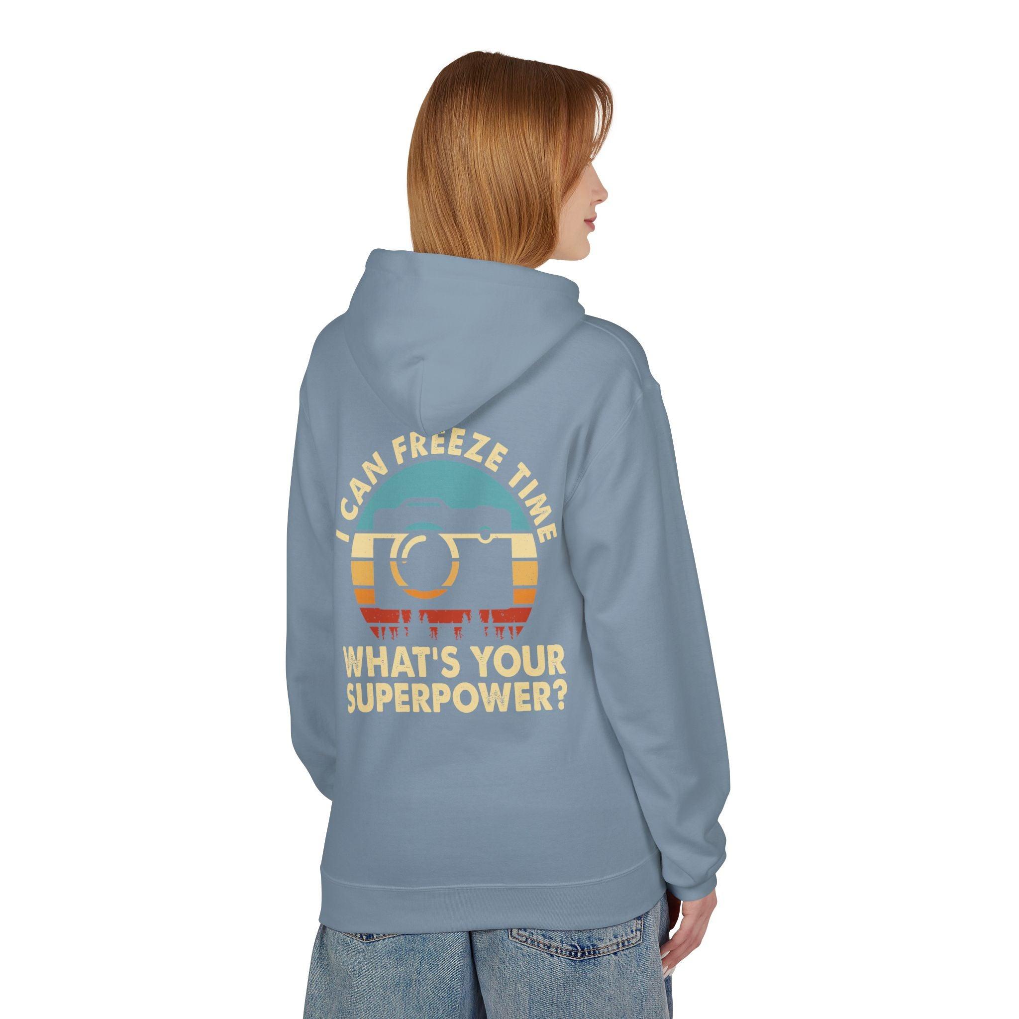 "I Can Freeze Time" Cozy Photographer's Fleece Hoodie - Perfect for Creative Souls!