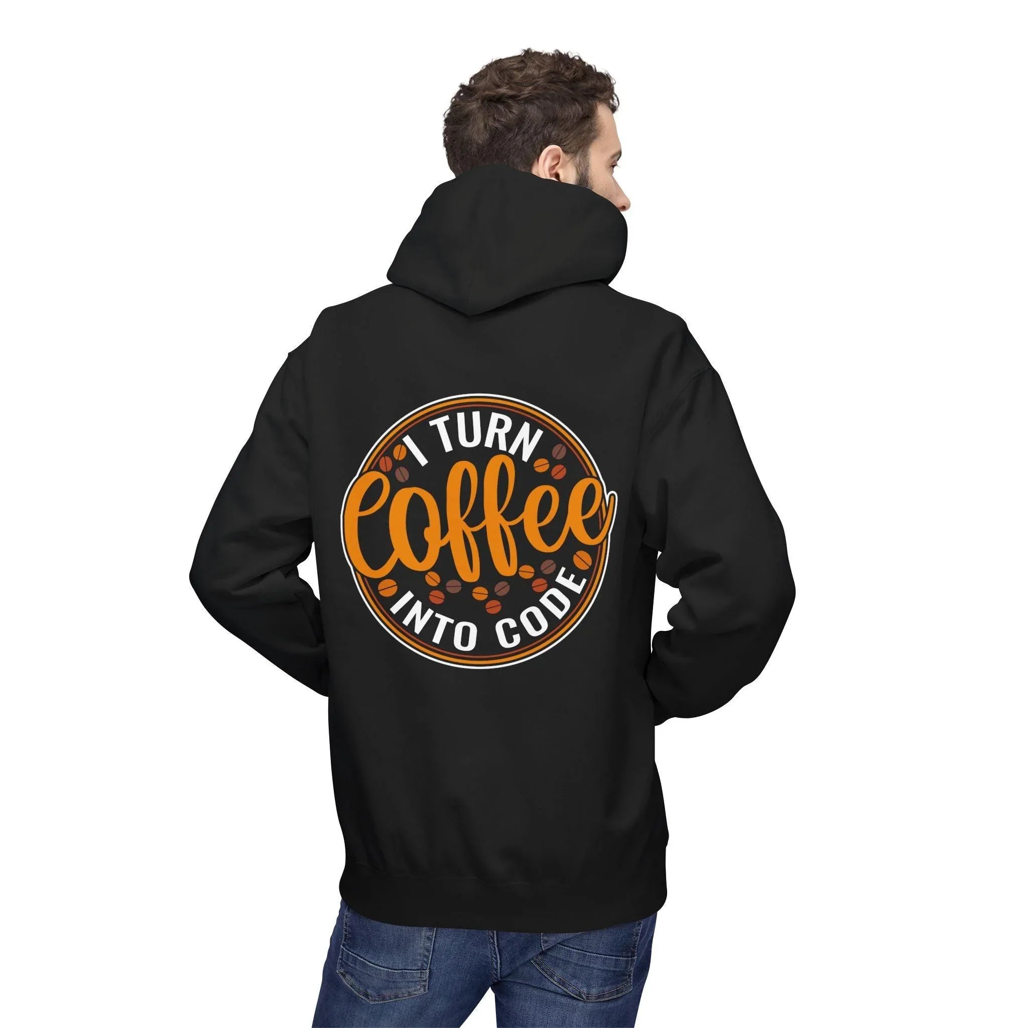 "I Turn Coffee Into Code" Cozy Hoodie for Coders and Tech Lovers