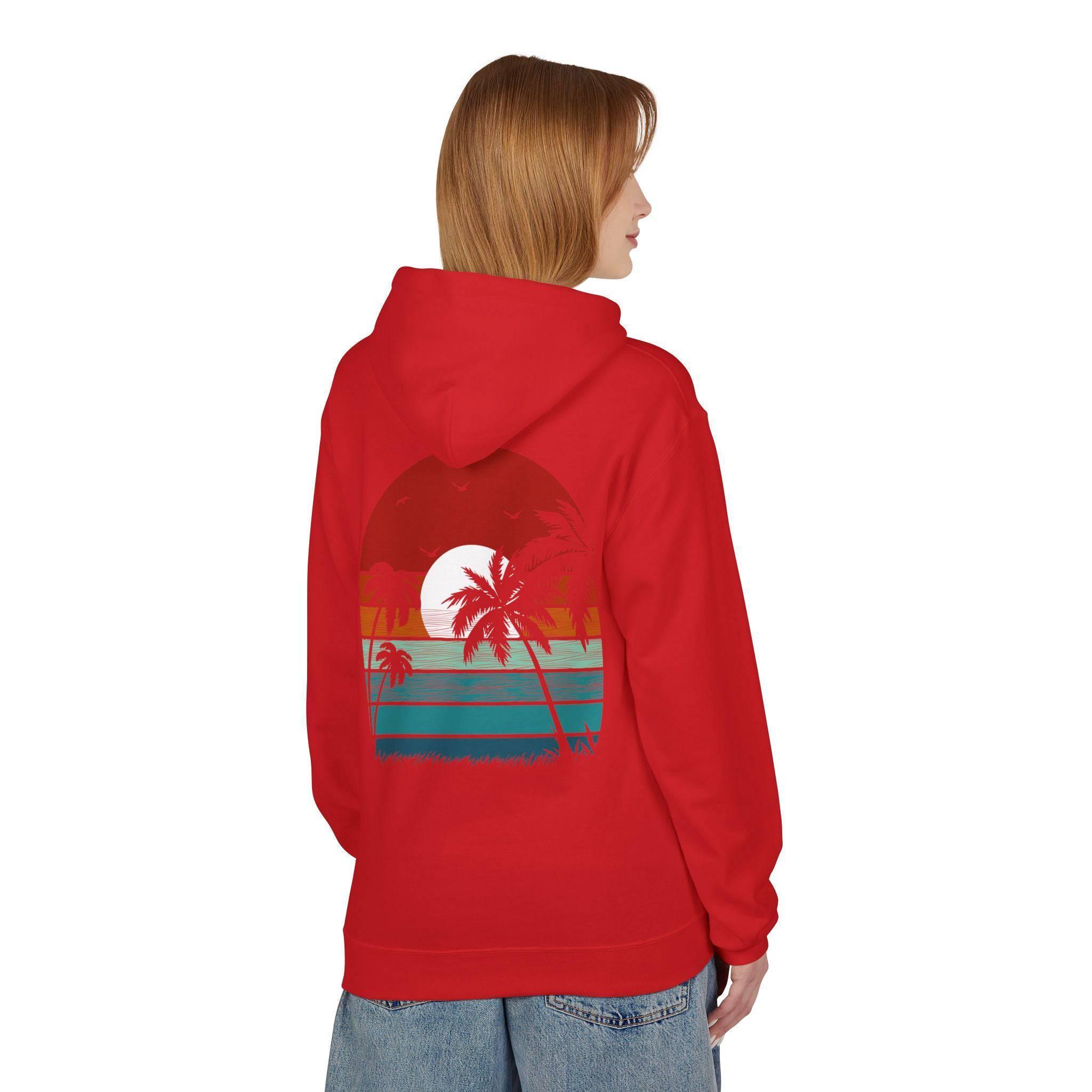 Cozy Retro Palm Tree Sunset Fleece Pullover Hoodie for Ultimate Comfort