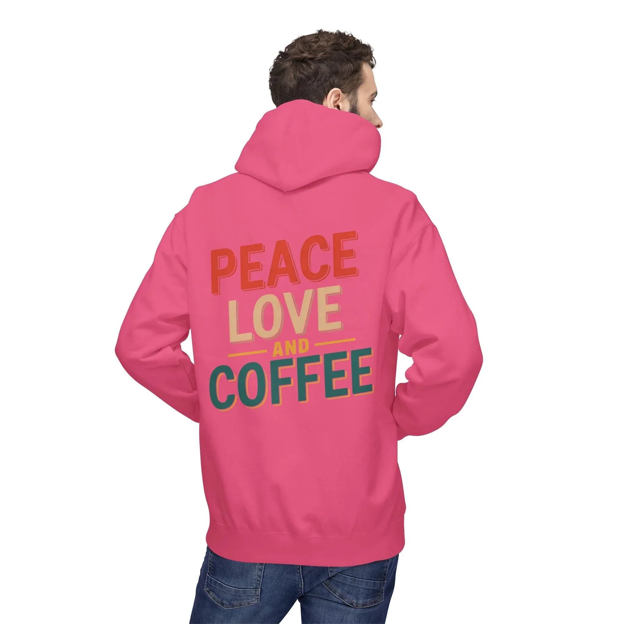 Cozy Coffee Vibes: Ultimate Peace, Love & Comfort Fleece Hoodie