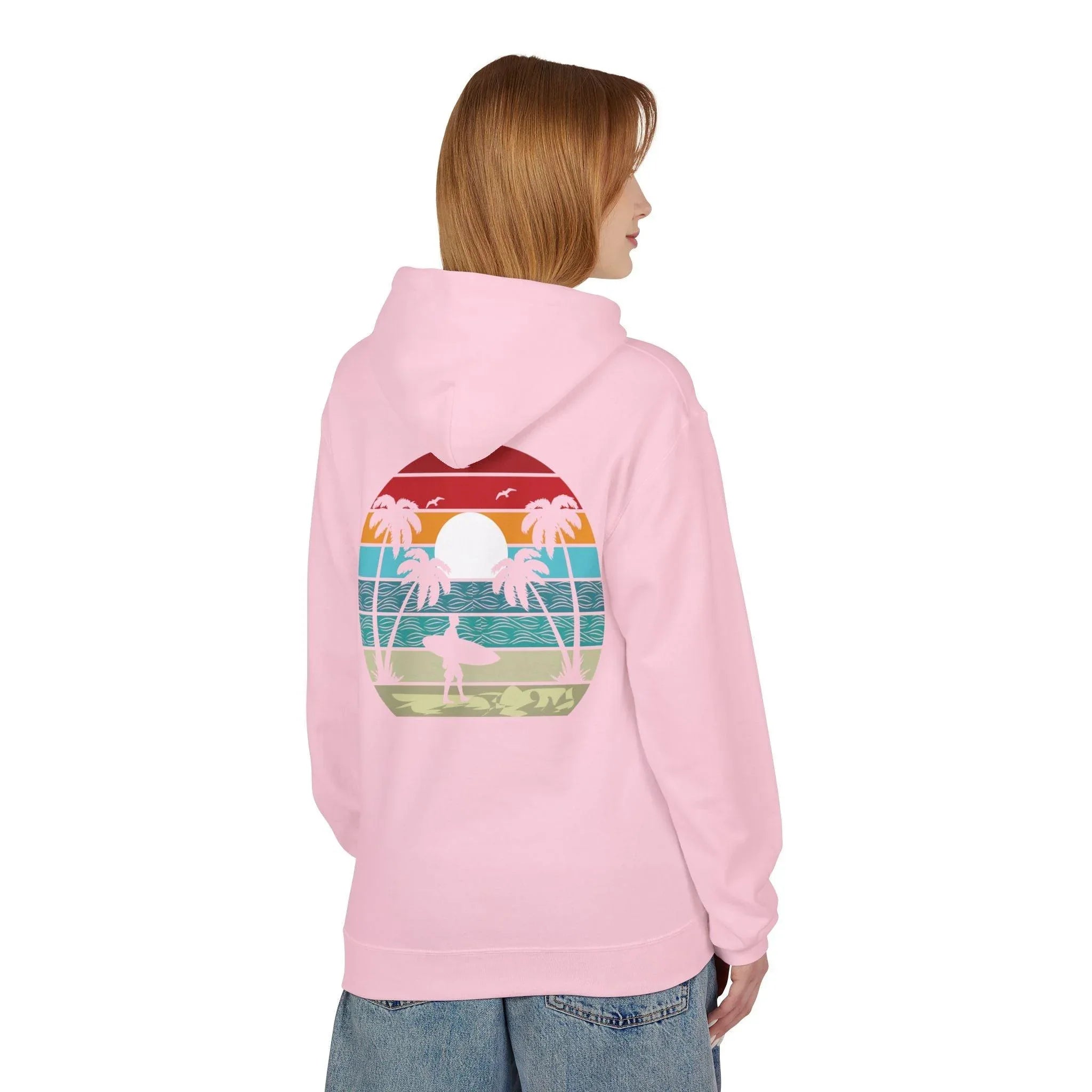 Classic Coastal Vibes Fleece Hoodie - Retro Surfer Style for Ultimate Comfort