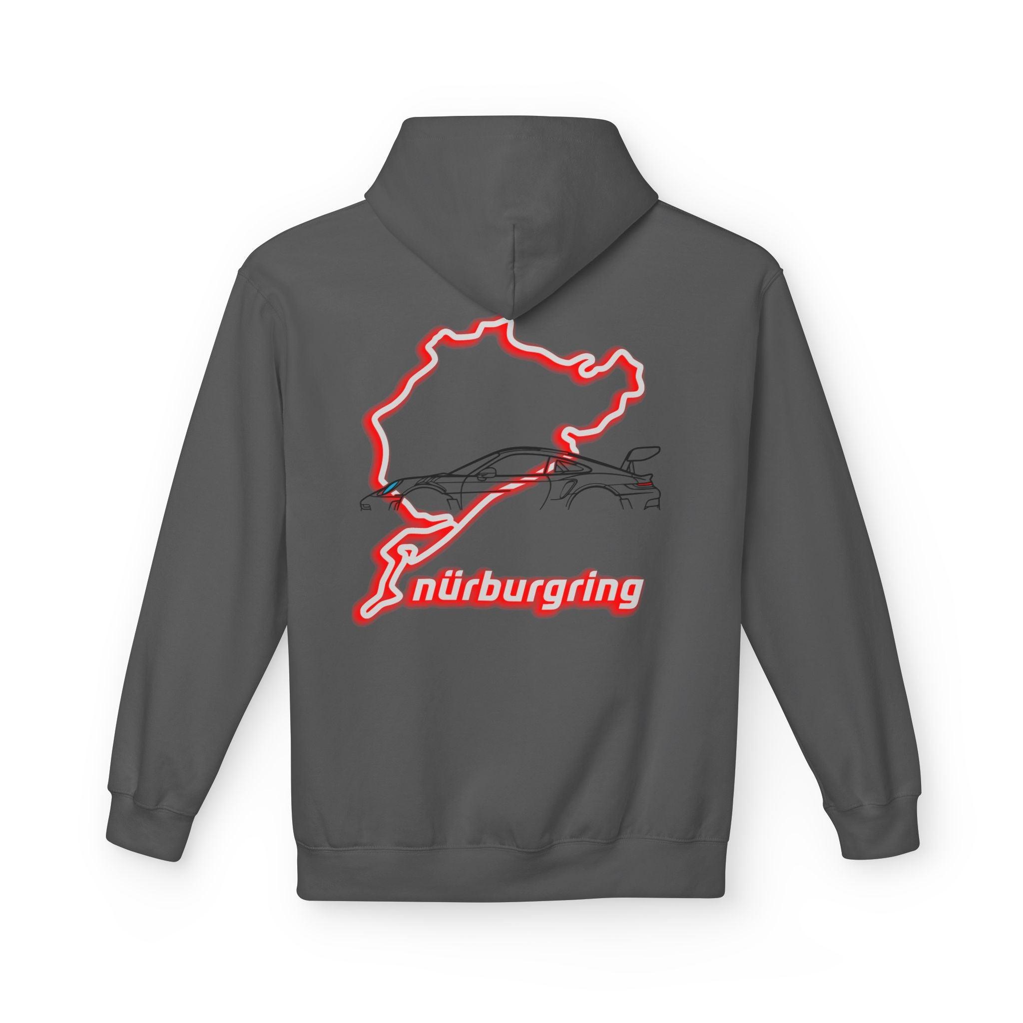 Porsche GT3RS Red Eyes Fleece Hoodie - Nürburgring Race Track Style