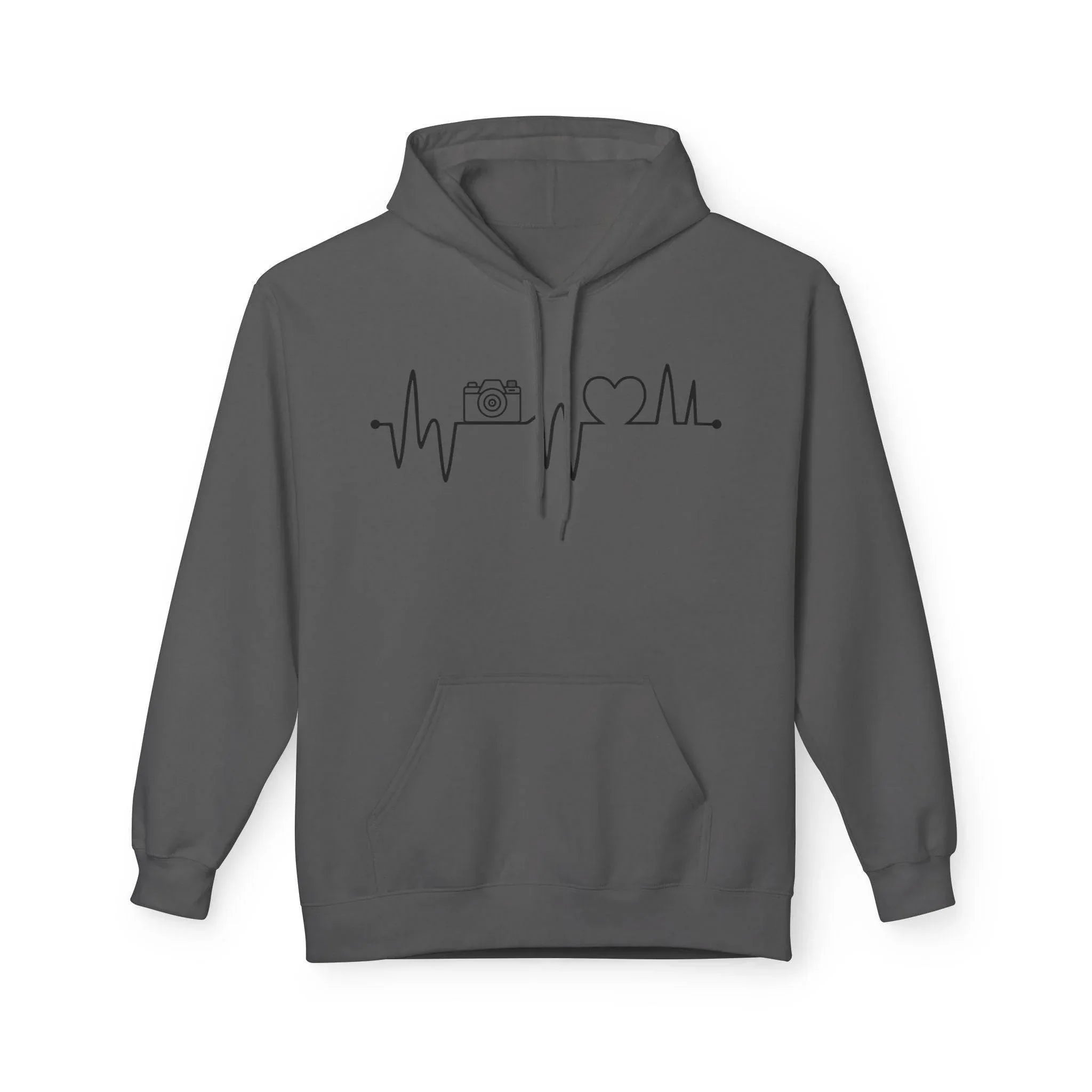 Cozy Photographer's Heartbeat Fleece Hoodie - Ultimate Comfort & Style