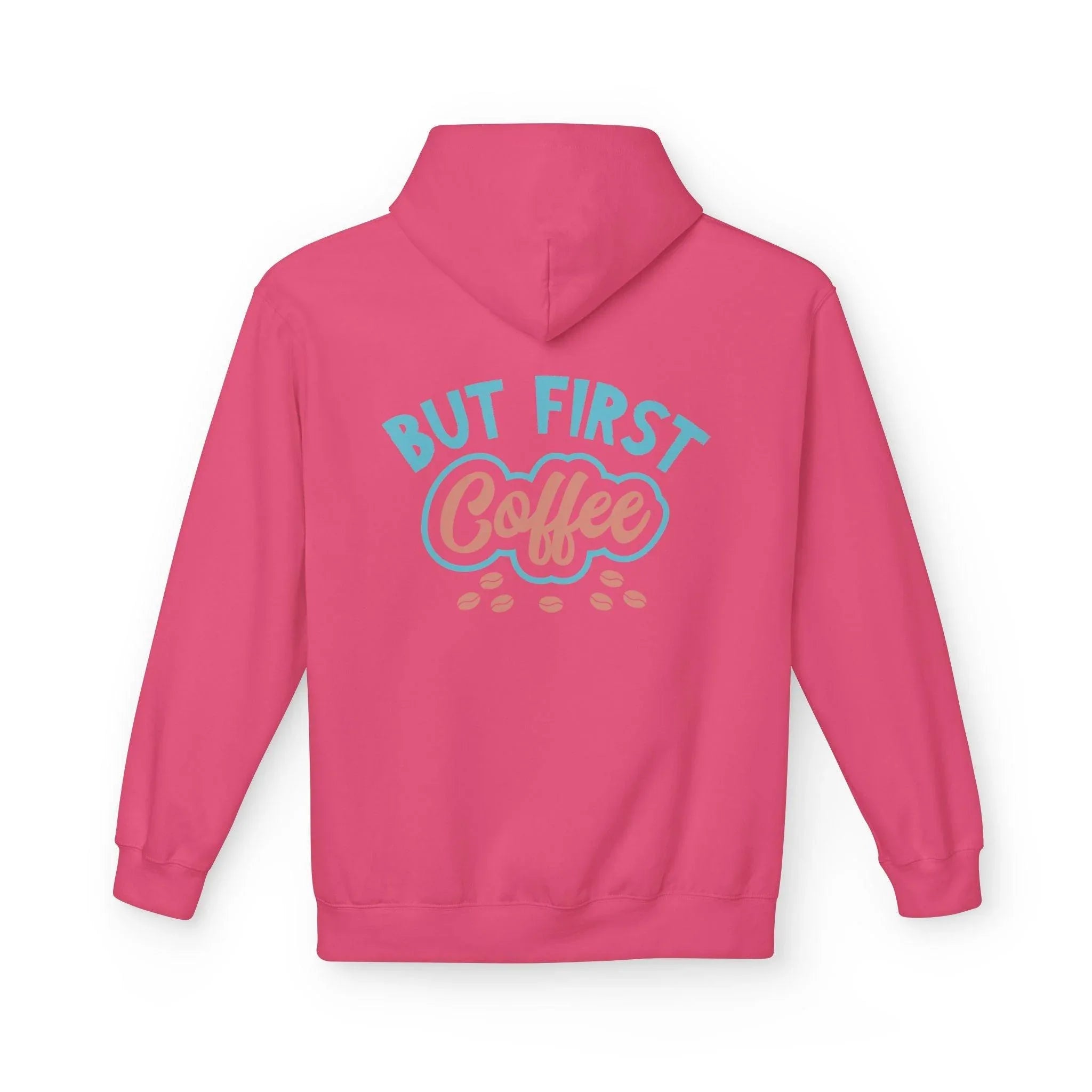 Cozy "But First Coffee" Fleece Hoodie for Coffee Lovers