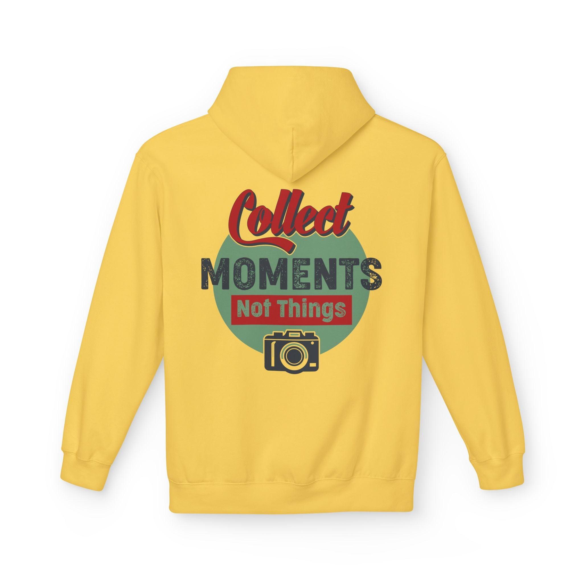 Adventure-Ready Fleece Hoodie: 'Collect Moments, Not Things' for Passionate Photographers