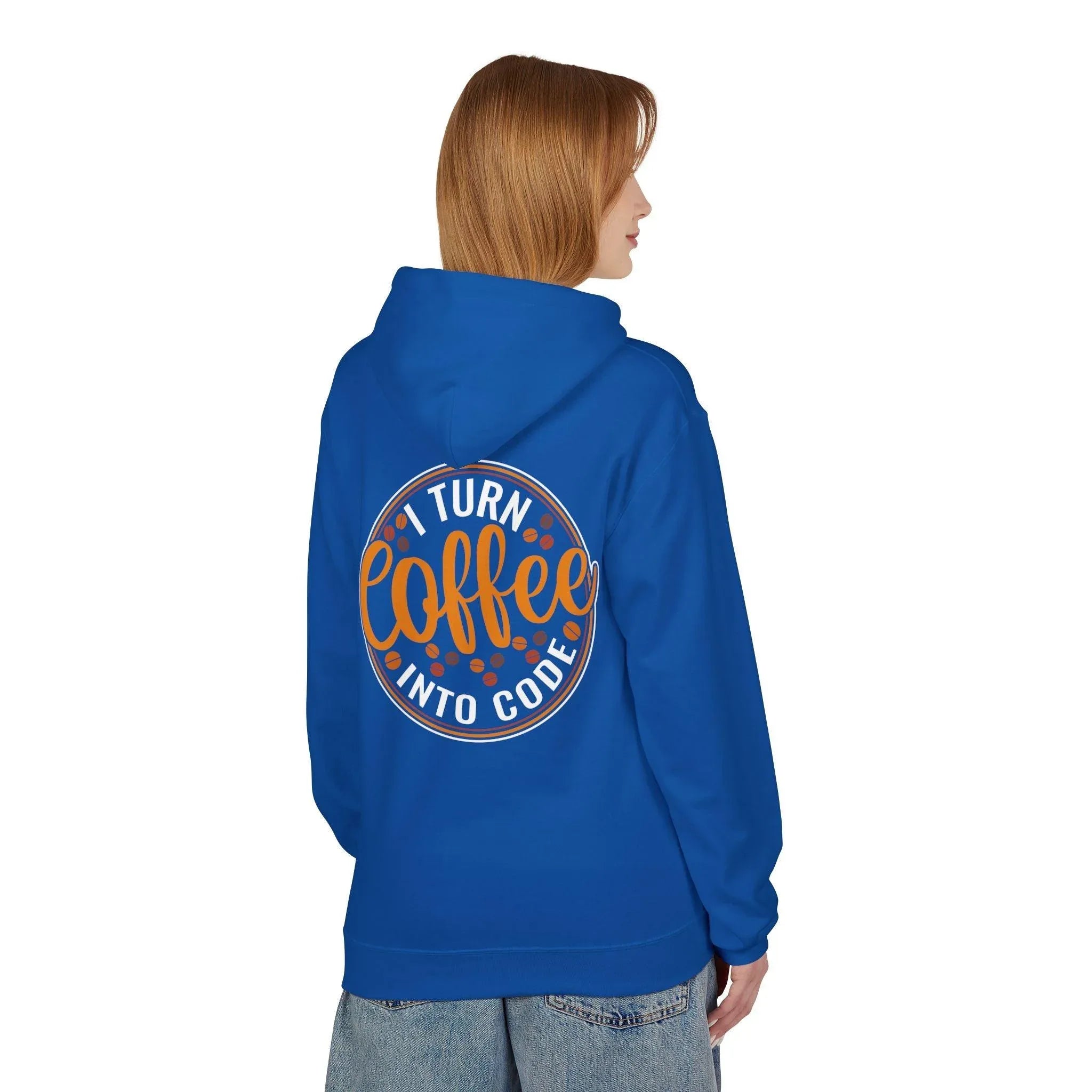 "I Turn Coffee Into Code" Cozy Hoodie for Coders and Tech Lovers
