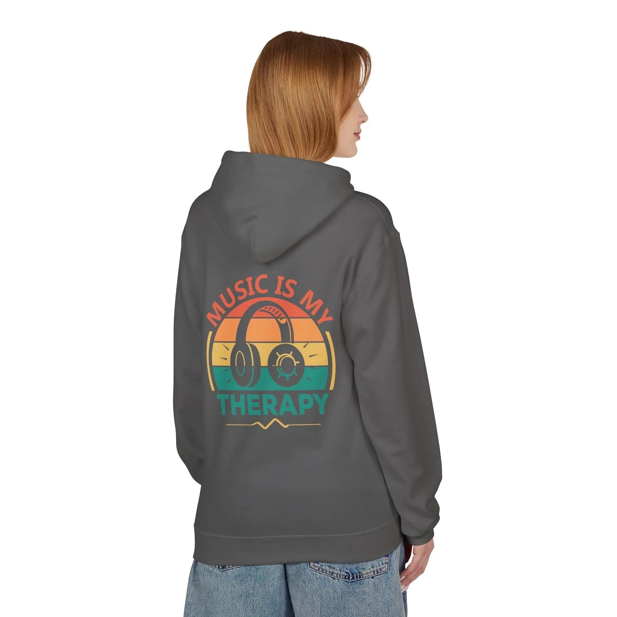 Cozy "Music Is My Therapy" Fleece Hoodie for Ultimate Comfort and Style