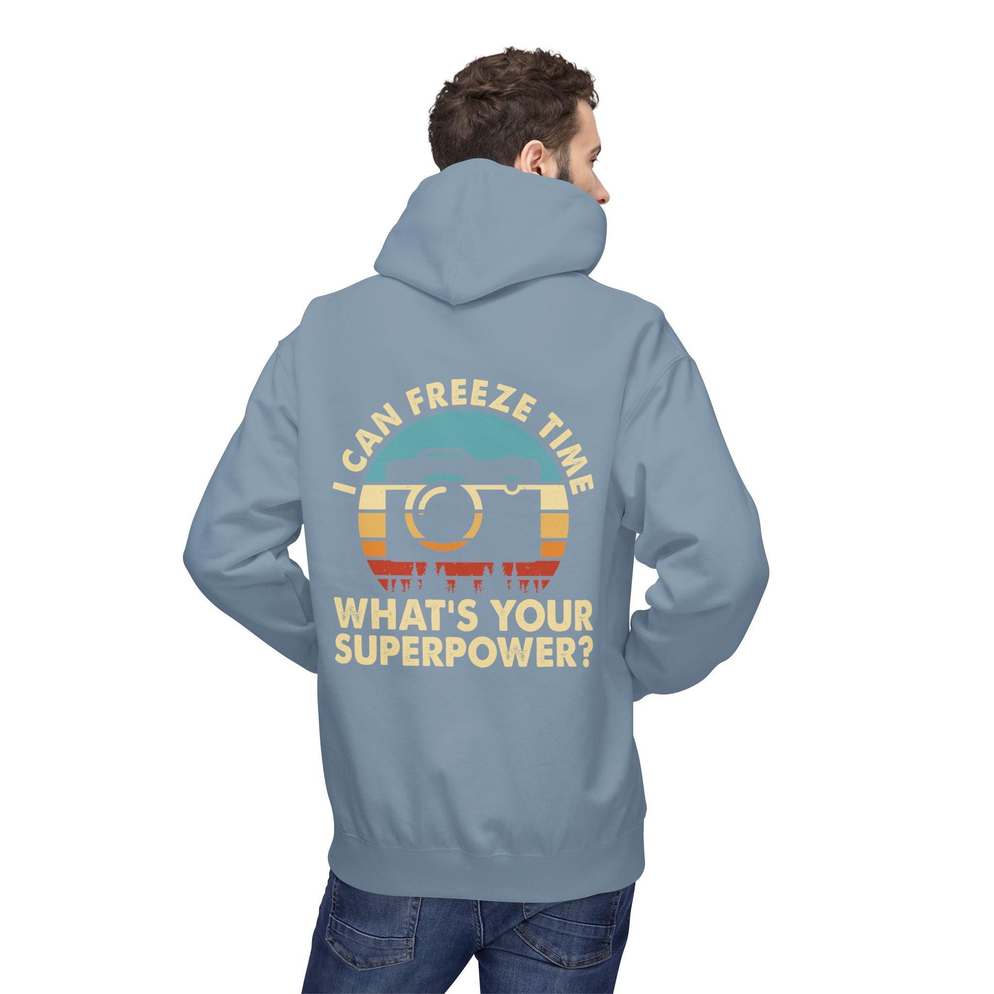 "I Can Freeze Time" Cozy Photographer's Fleece Hoodie - Perfect for Creative Souls!