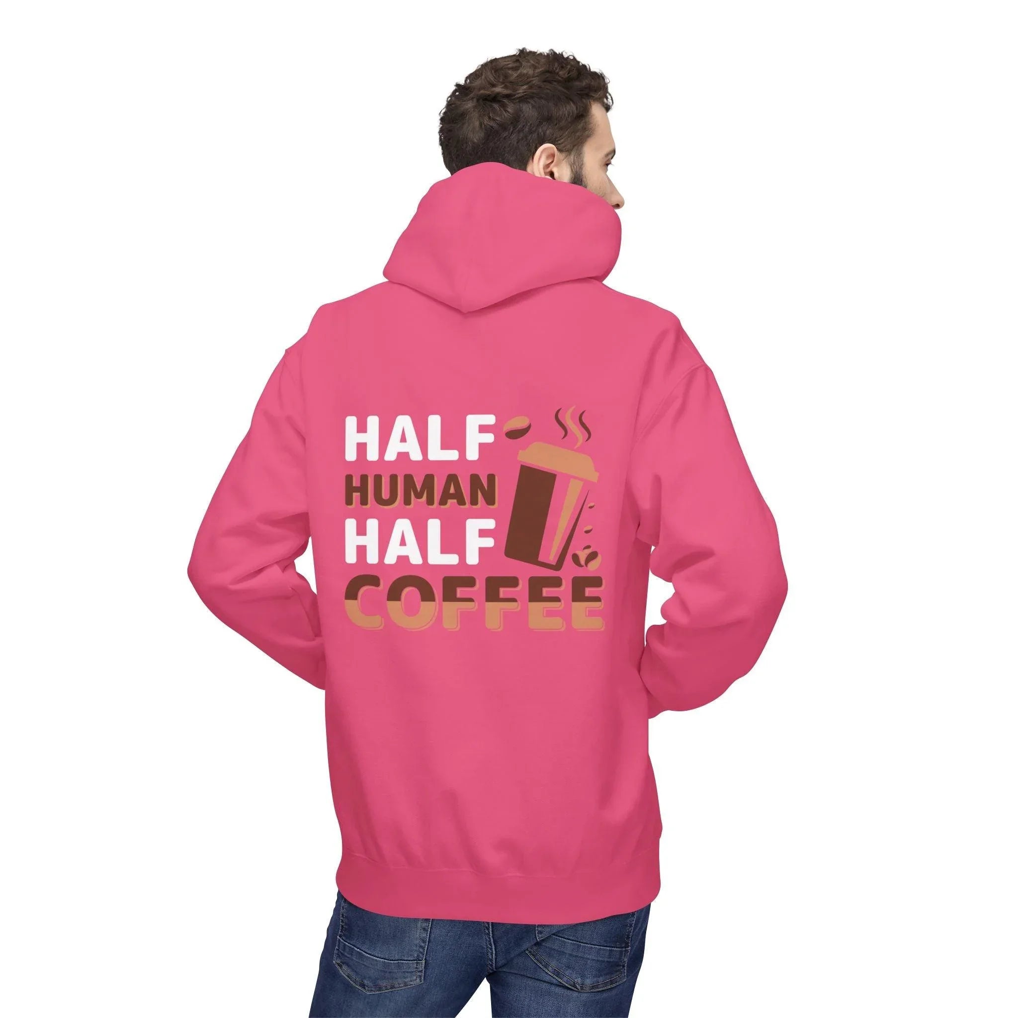 Cozy Coffee Lover's Fleece Hoodie: Half Human, Half Brewed Bliss