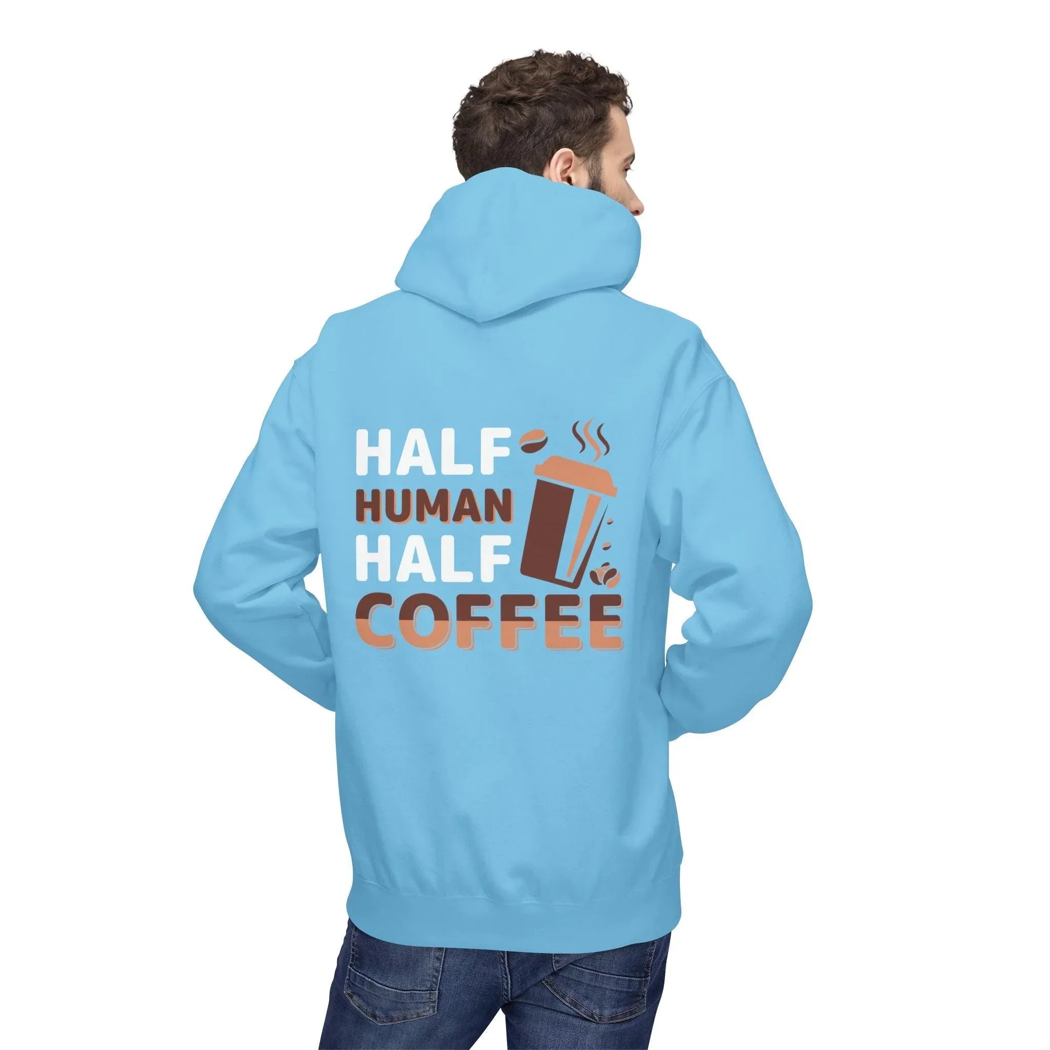 Cozy Coffee Lover's Fleece Hoodie: Half Human, Half Brewed Bliss
