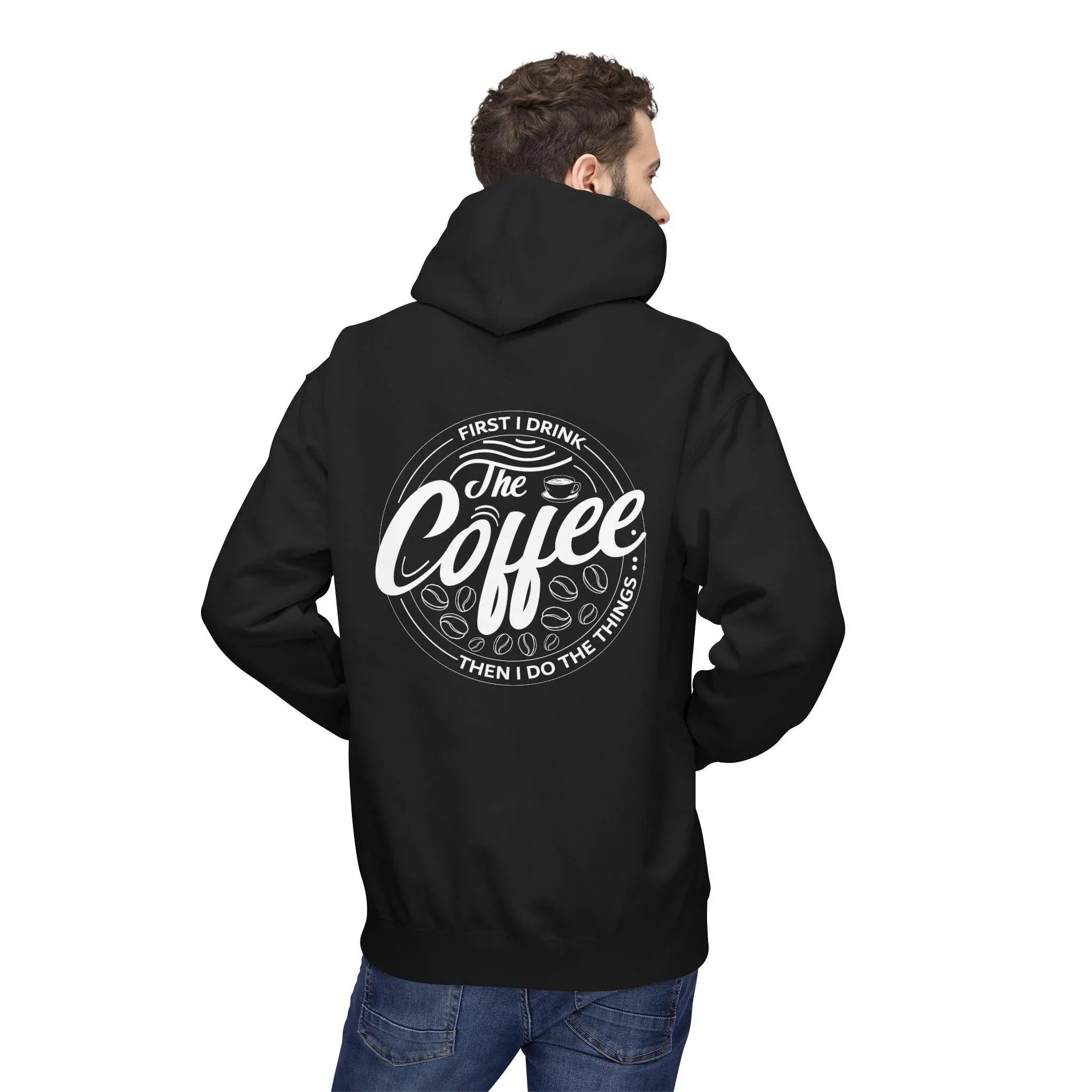 Cozy Up with the "Coffee First" Premium Fleece Hoodie