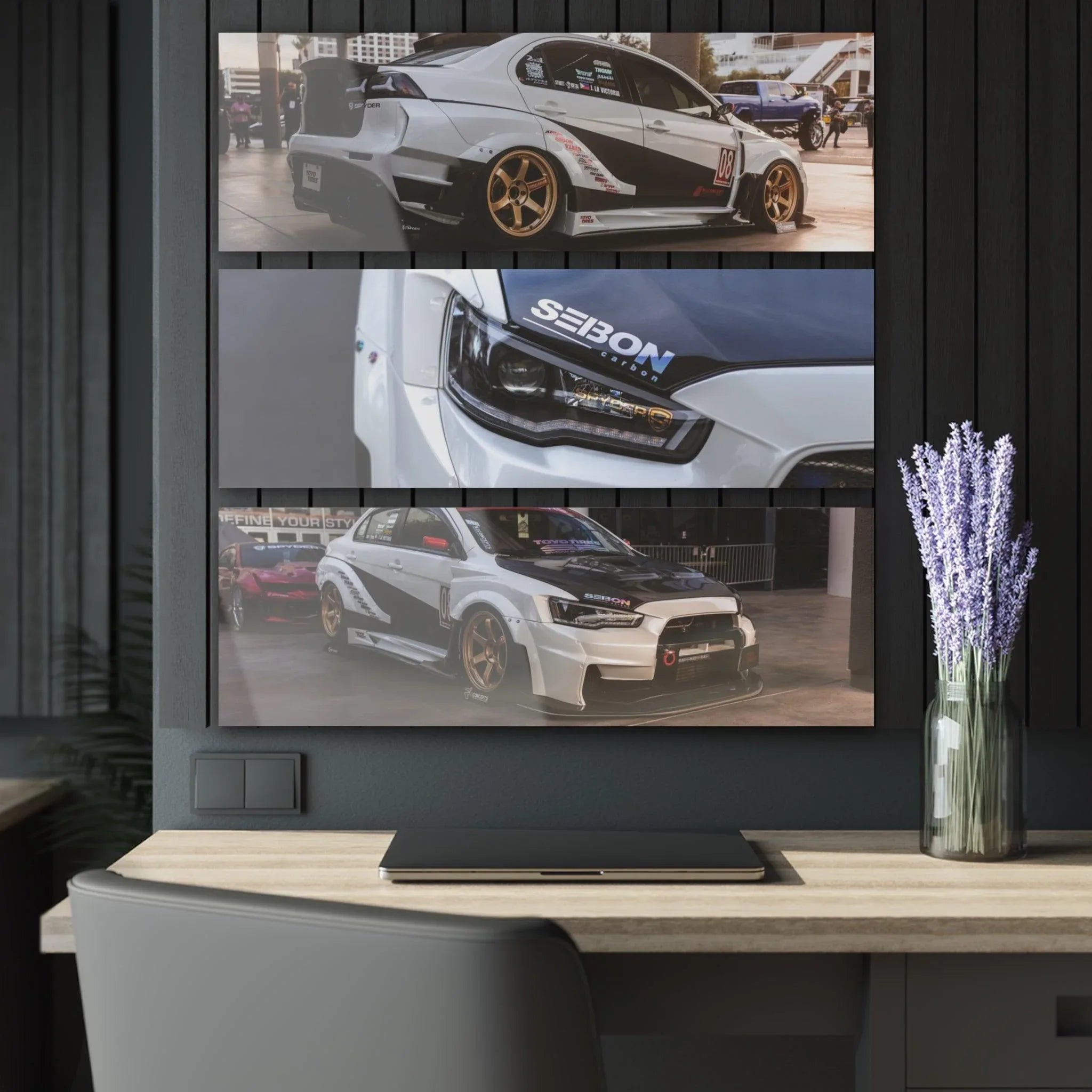 Mitsubishi Evo 10 3-Piece Acrylic Wall Art #002 for Decor