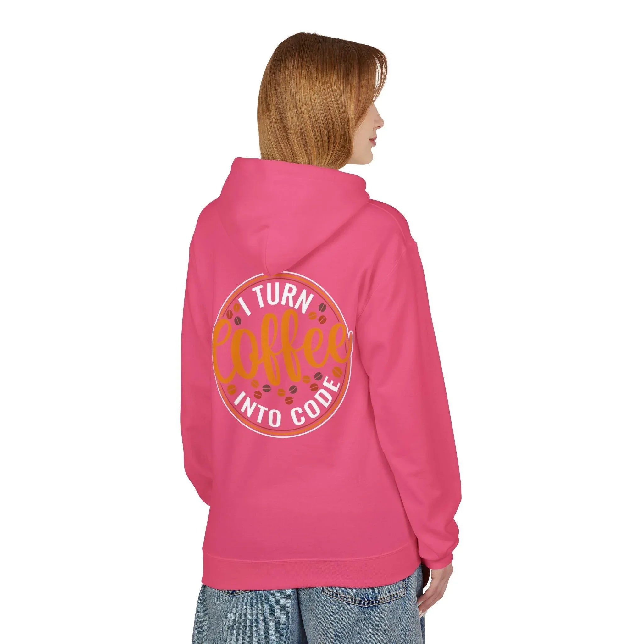 "I Turn Coffee Into Code" Cozy Hoodie for Coders and Tech Lovers