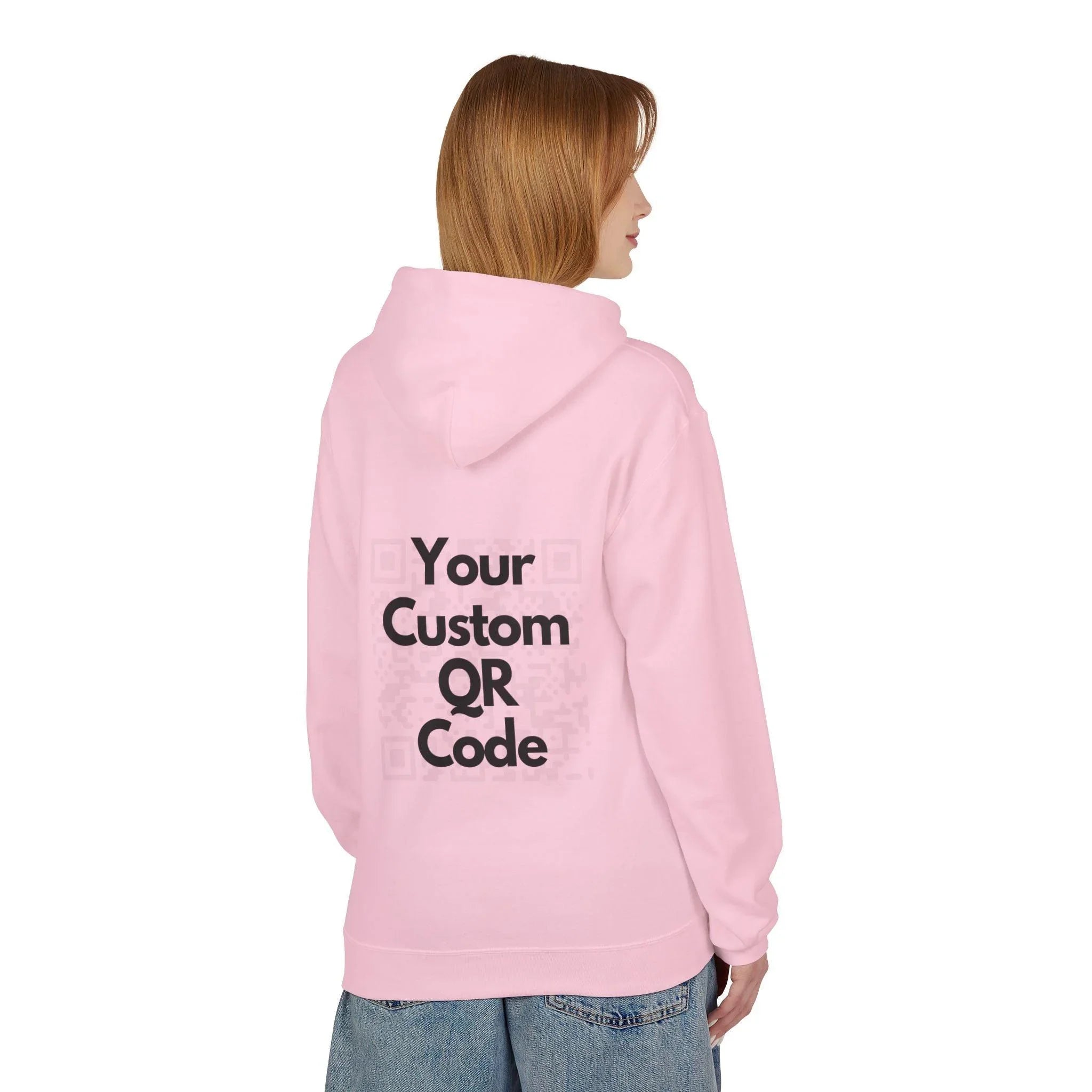Customizable QR Code Fleece Hoodie for Social Media Engagement