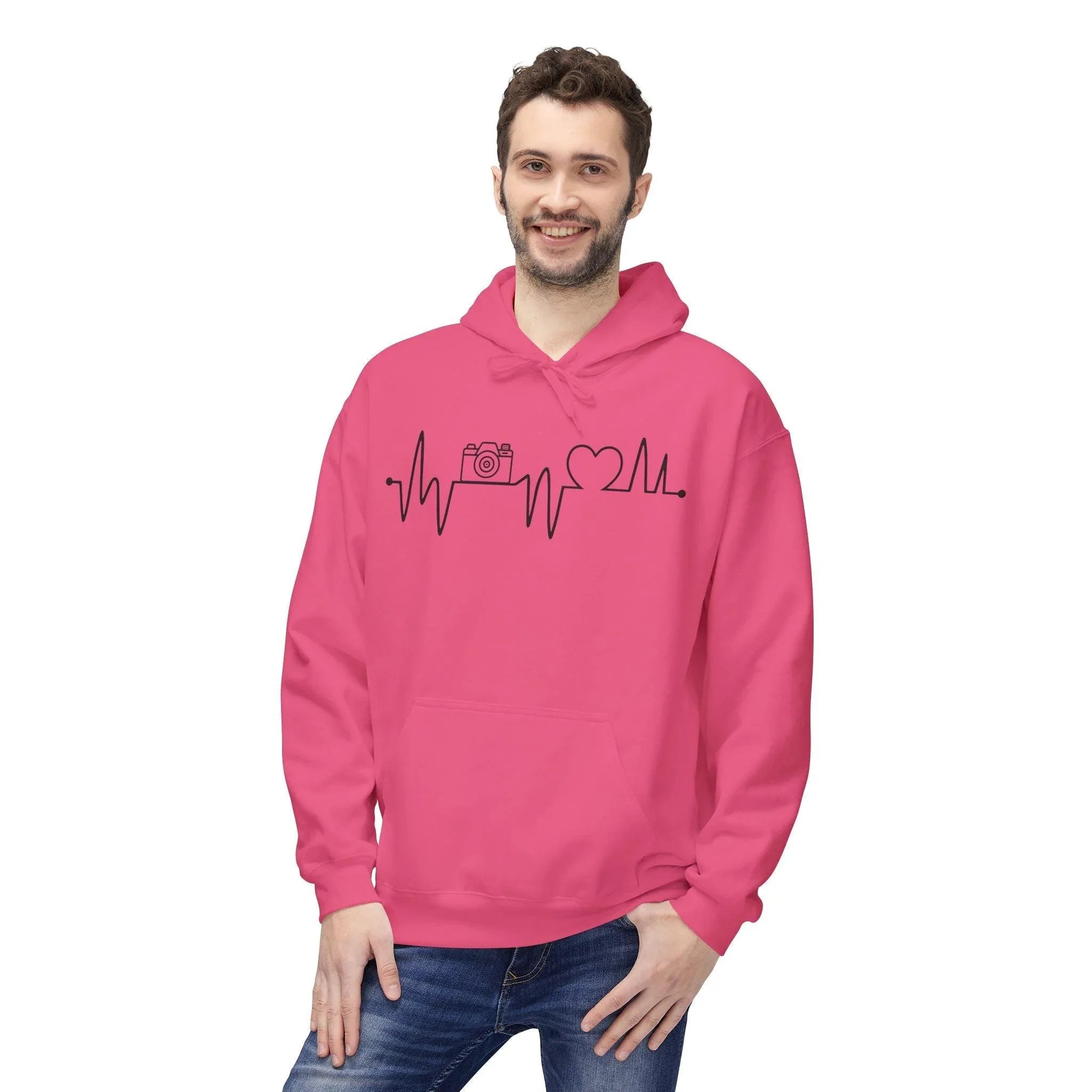 Cozy Photographer's Heartbeat Fleece Hoodie - Ultimate Comfort & Style