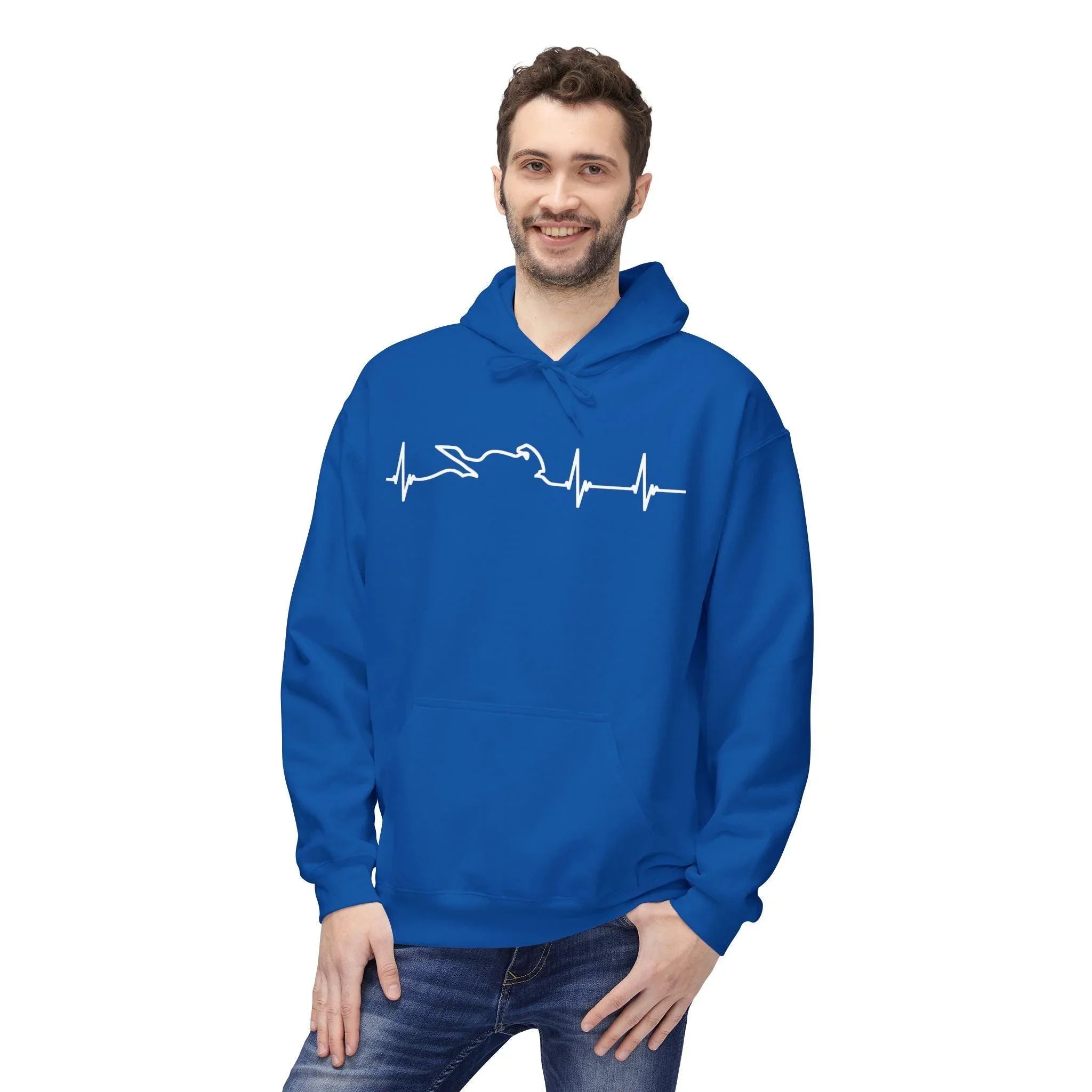 Motorcycle Passion Heartbeat Fleece Pullover Hoodie
