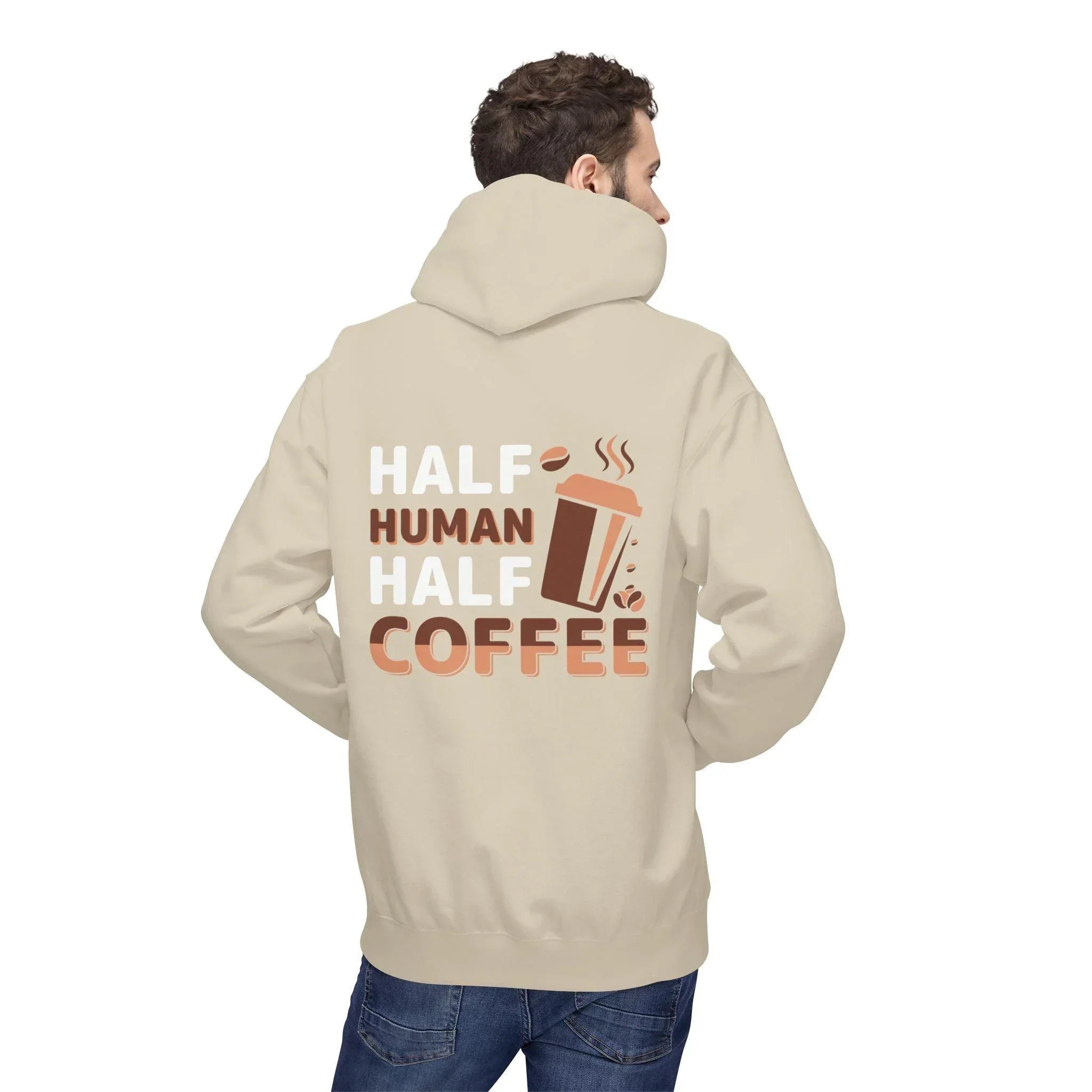 Cozy Coffee Lover's Fleece Hoodie: Half Human, Half Brewed Bliss