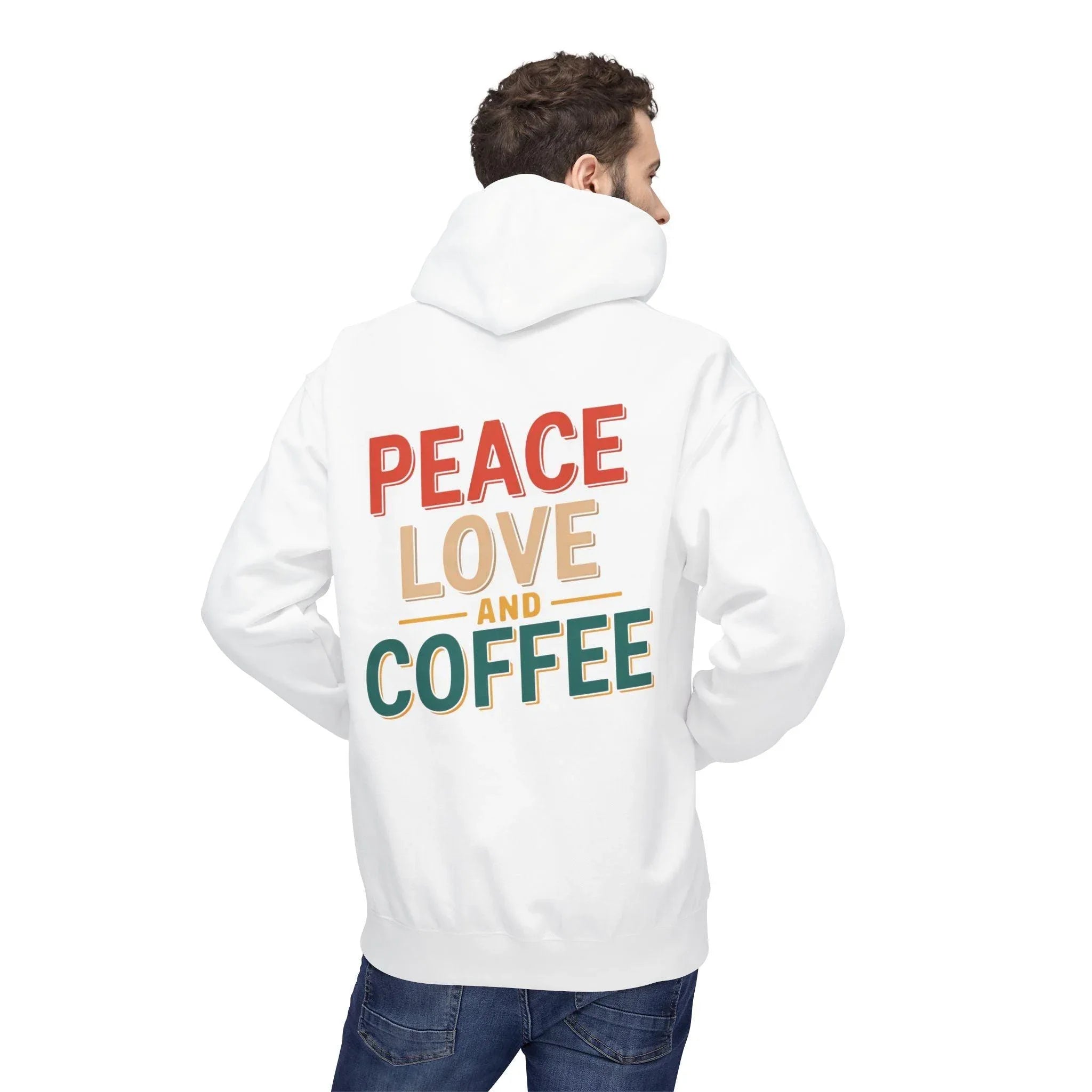 Cozy Coffee Vibes: Ultimate Peace, Love & Comfort Fleece Hoodie