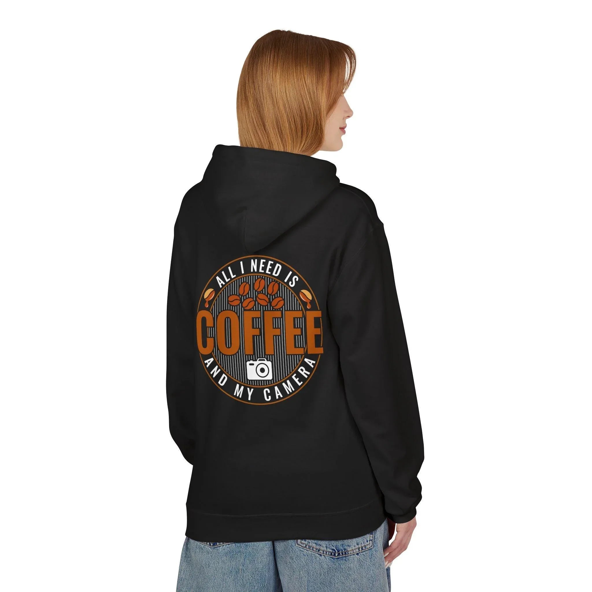 Cozy Photographer's Dream: 'All I Need is My Coffee' Fleece Hoodie