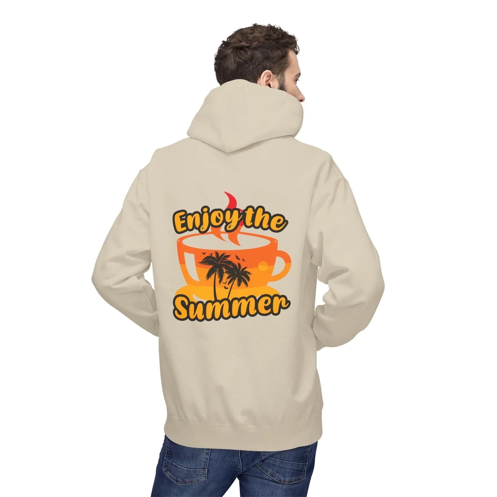 Cozy "Summer Vibes" Coffee Fleece Hoodie for Ultimate Comfort and Style