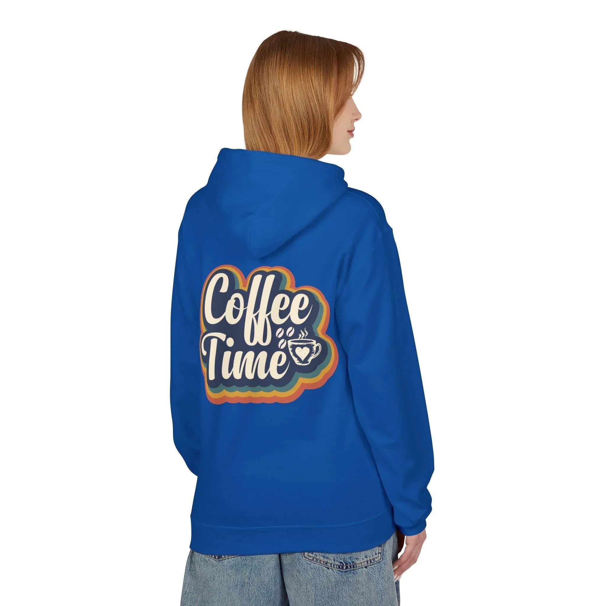 Cozy 'Coffee Time' Fleece Hoodie for Trendy Style and Comfort