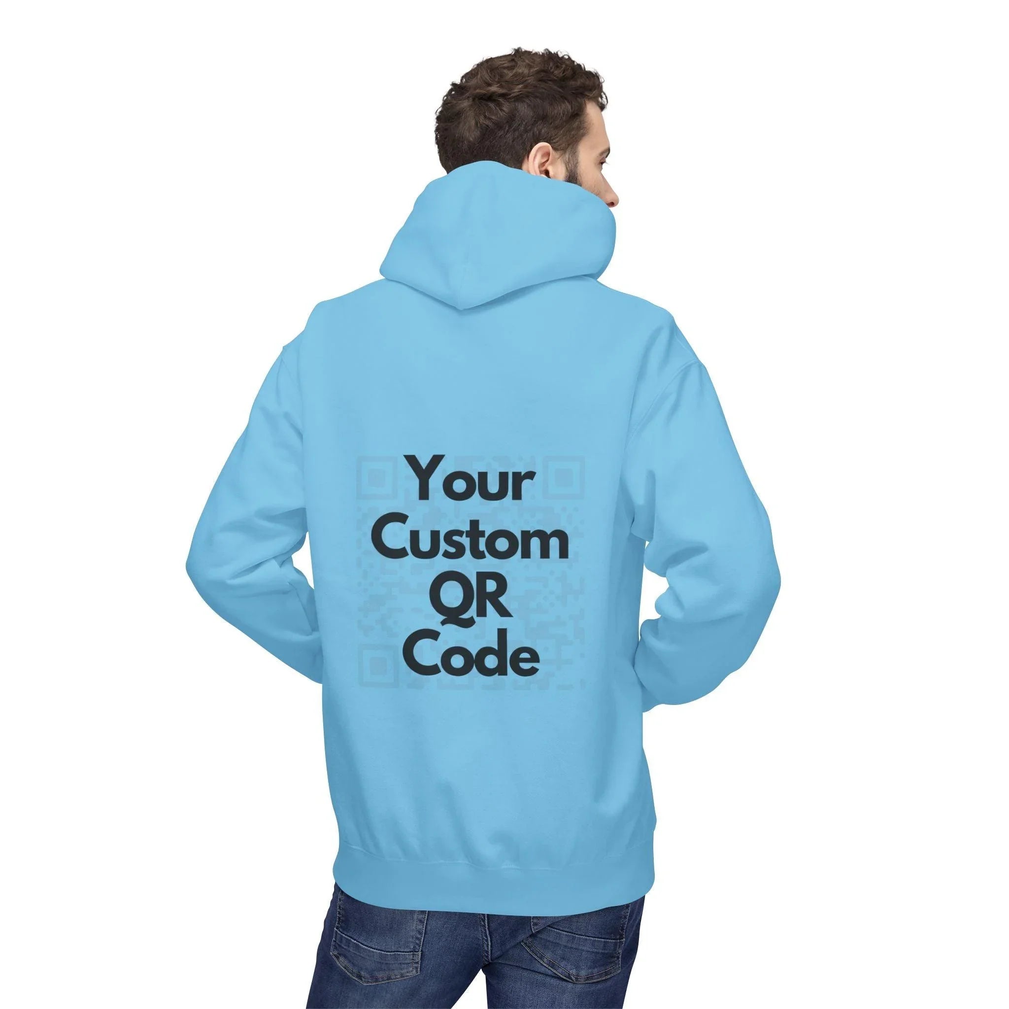 Customizable QR Code Fleece Hoodie for Social Media Engagement